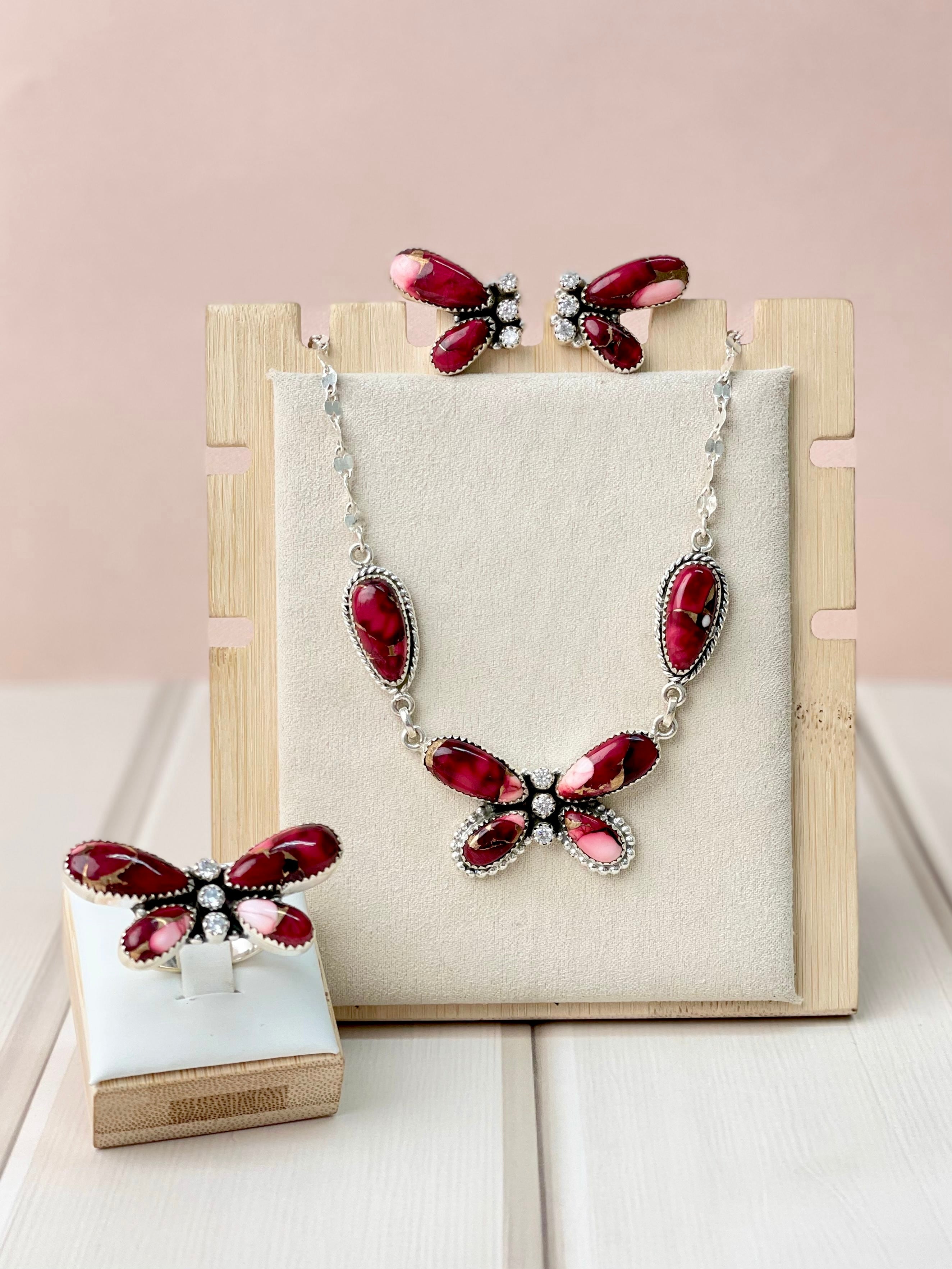 Red Dahlia Southwest Butterfly Necklace Set-Necklaces-Krush Kandy, Women's Online Fashion Boutique Located in Phoenix, Arizona (Scottsdale Area)