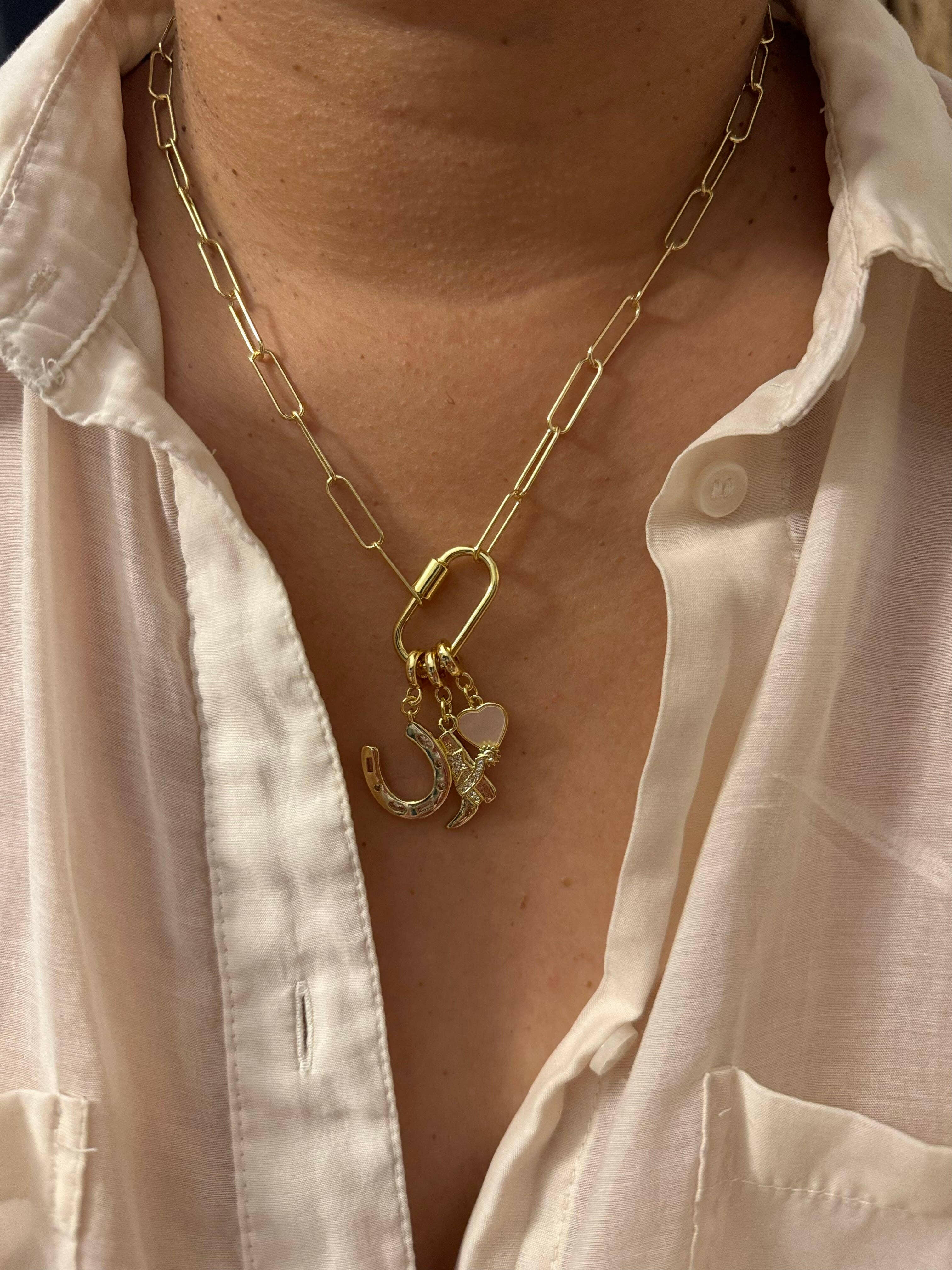 Lucky 18KT Gold Plated Pendant Necklace with Charms-Necklace-Krush Kandy, Women's Online Fashion Boutique Located in Phoenix, Arizona (Scottsdale Area)