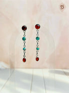 Amber, Turquoise & Crystals Mixed Earrings-Earrings-Krush Kandy, Women's Online Fashion Boutique Located in Phoenix, Arizona (Scottsdale Area)