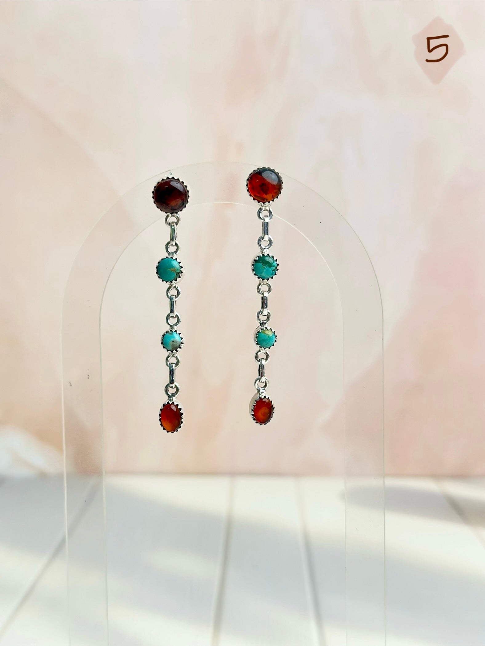 Amber, Turquoise & Crystals Mixed Earrings-Earrings-Krush Kandy, Women's Online Fashion Boutique Located in Phoenix, Arizona (Scottsdale Area)