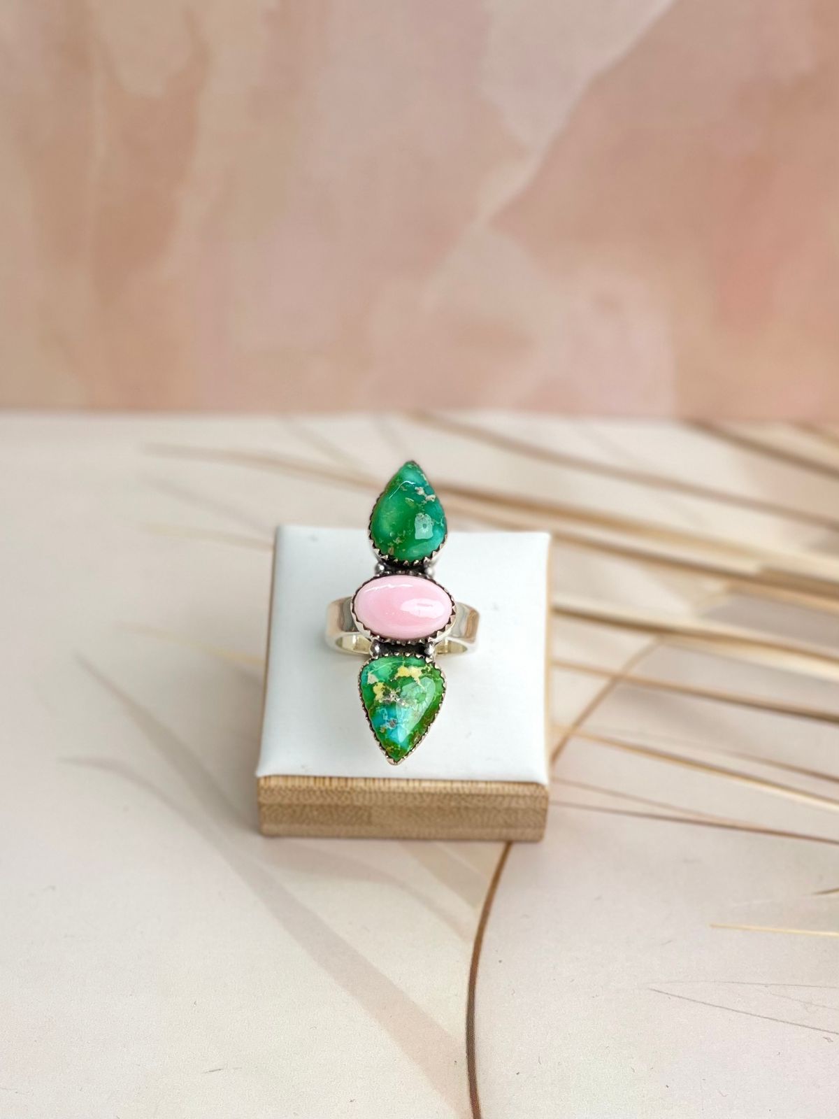 Blushing Conch & Sonoran 3 stone Ring-Rings-Krush Kandy, Women's Online Fashion Boutique Located in Phoenix, Arizona (Scottsdale Area)