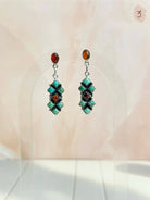 Amber, Turquoise & Crystal Boho Earrings-Earrings-Krush Kandy, Women's Online Fashion Boutique Located in Phoenix, Arizona (Scottsdale Area)