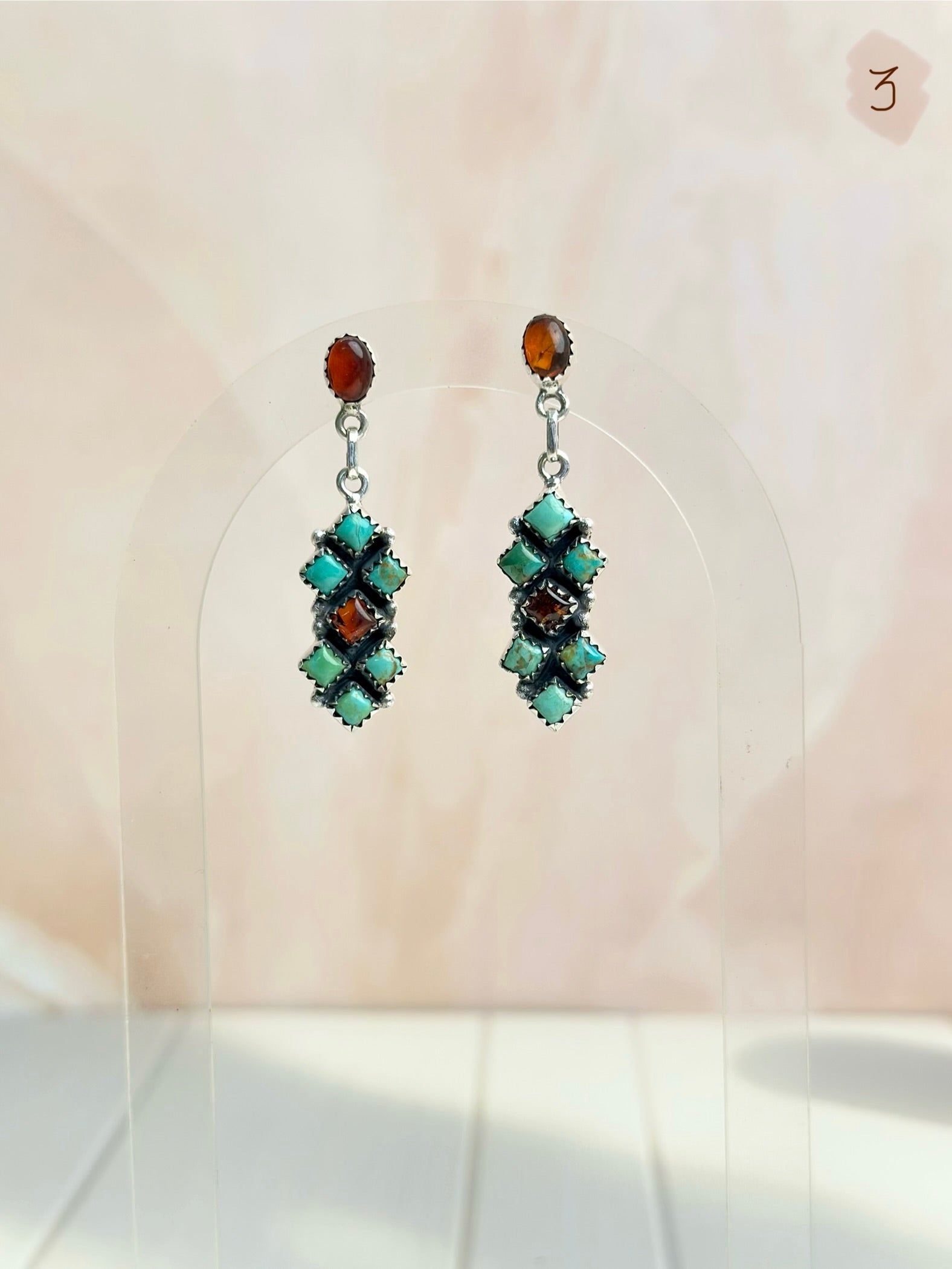 Amber, Turquoise & Crystal Boho Earrings-Earrings-Krush Kandy, Women's Online Fashion Boutique Located in Phoenix, Arizona (Scottsdale Area)