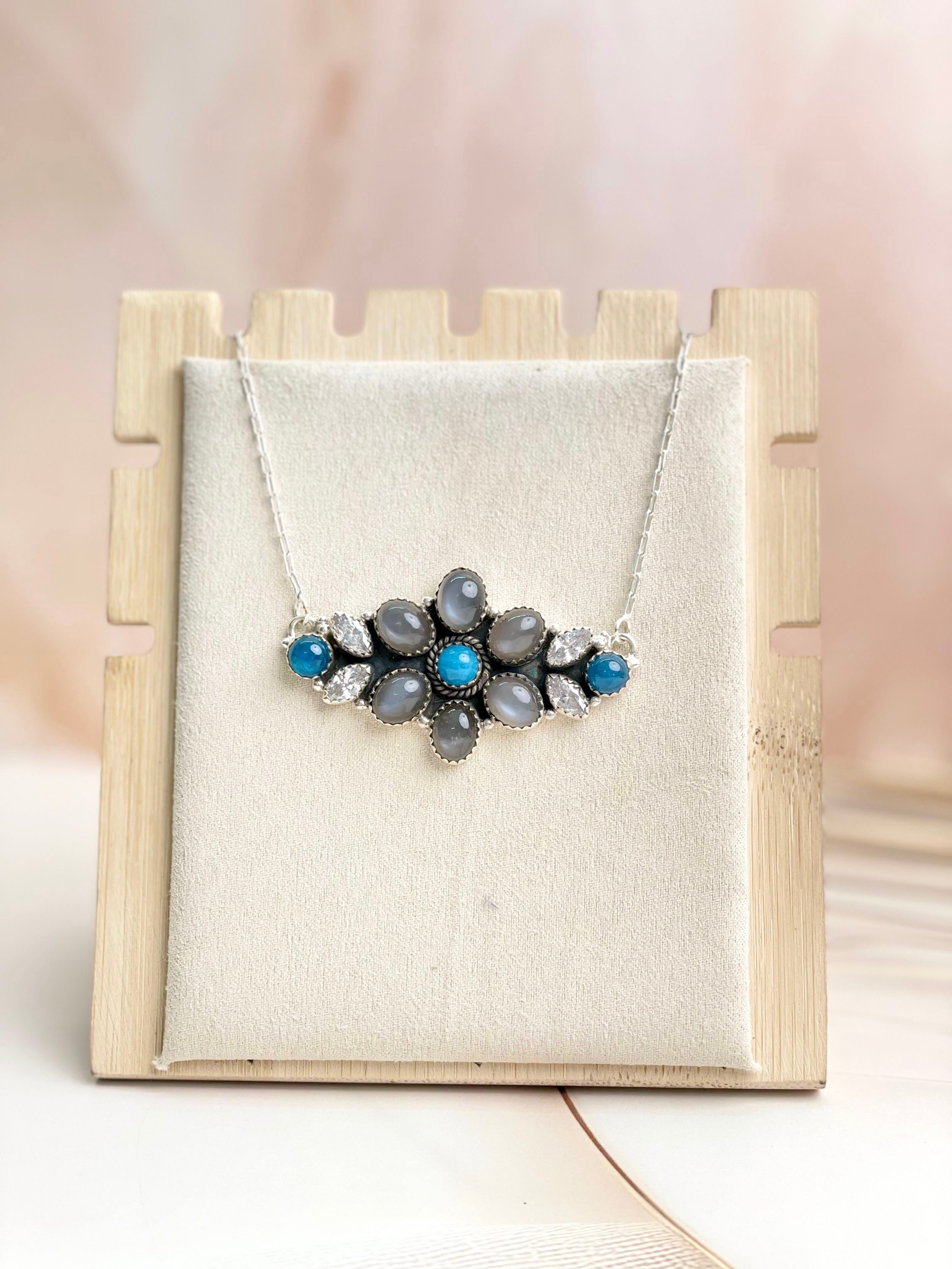 Grey Moonstone & Blue Apatite Necklace Sno 12-Necklaces-Krush Kandy, Women's Online Fashion Boutique Located in Phoenix, Arizona (Scottsdale Area)