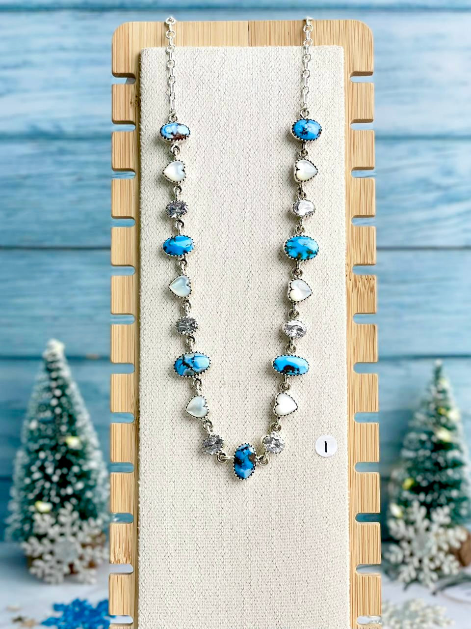 Snowdrift Hearts White Shell, Golden Hills & Crystal Necklace-Necklaces-Krush Kandy, Women's Online Fashion Boutique Located in Phoenix, Arizona (Scottsdale Area)