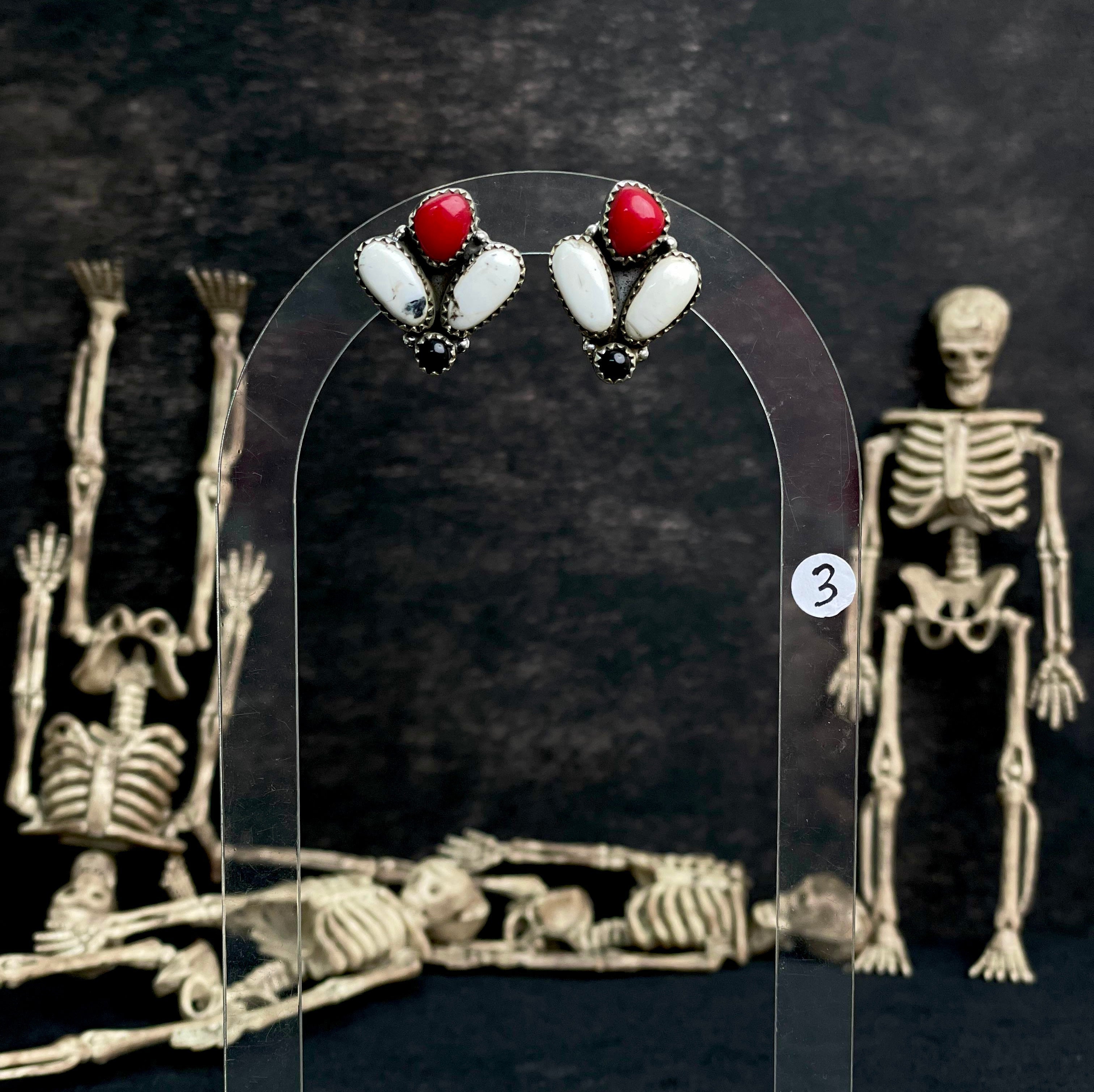 Halloween Studs Rosarita & Black Onyx sno 18-Earrings-Krush Kandy, Women's Online Fashion Boutique Located in Phoenix, Arizona (Scottsdale Area)