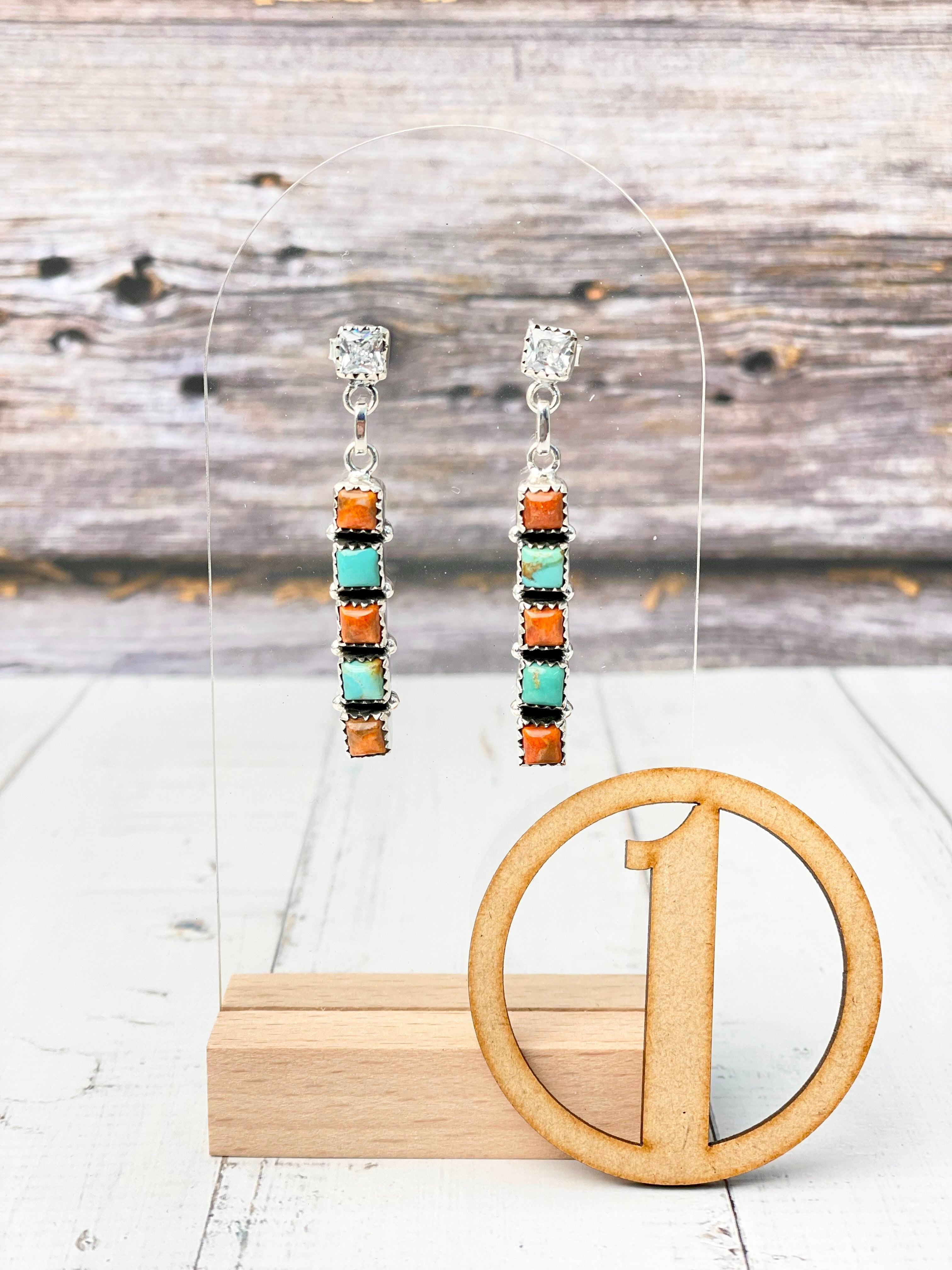 Crystal & Stone Bar Earrings-Earrings-Krush Kandy, Women's Online Fashion Boutique Located in Phoenix, Arizona (Scottsdale Area)