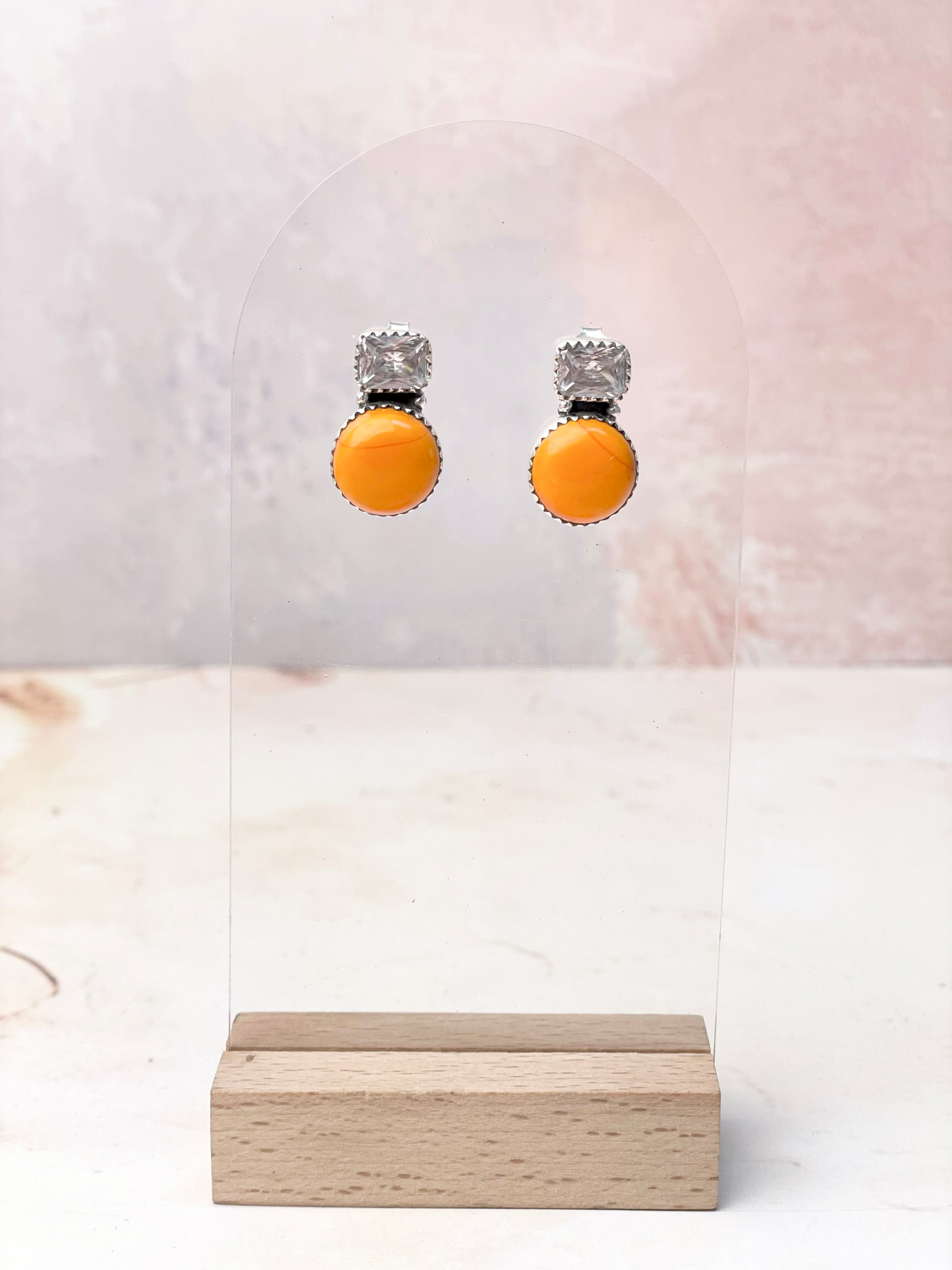 Kristyn's Tangerine Rosarita Studs-Earrings-Krush Kandy, Women's Online Fashion Boutique Located in Phoenix, Arizona (Scottsdale Area)