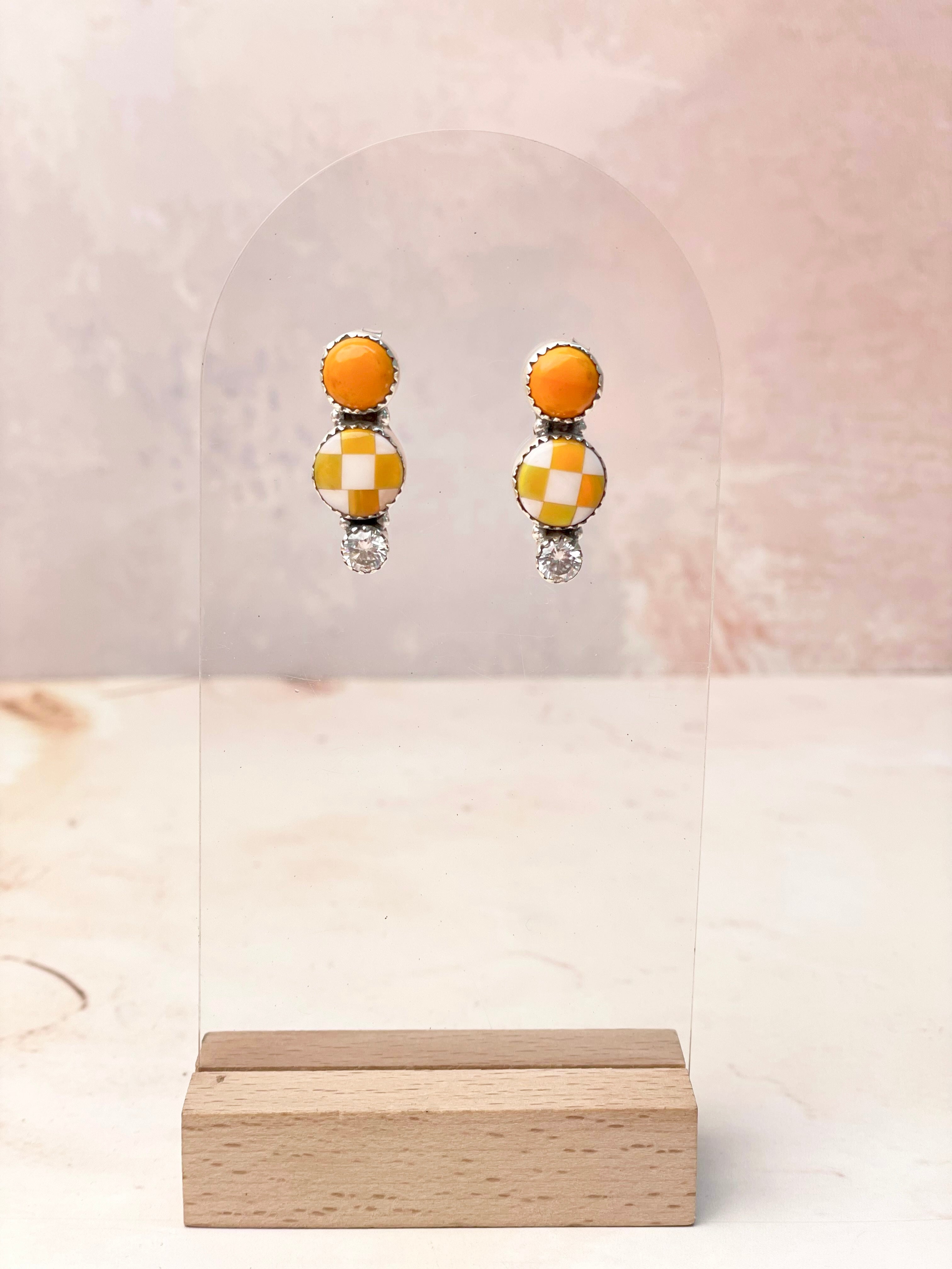 Tangerine Crystal Martini Rosarita Studs-Earrings-Krush Kandy, Women's Online Fashion Boutique Located in Phoenix, Arizona (Scottsdale Area)