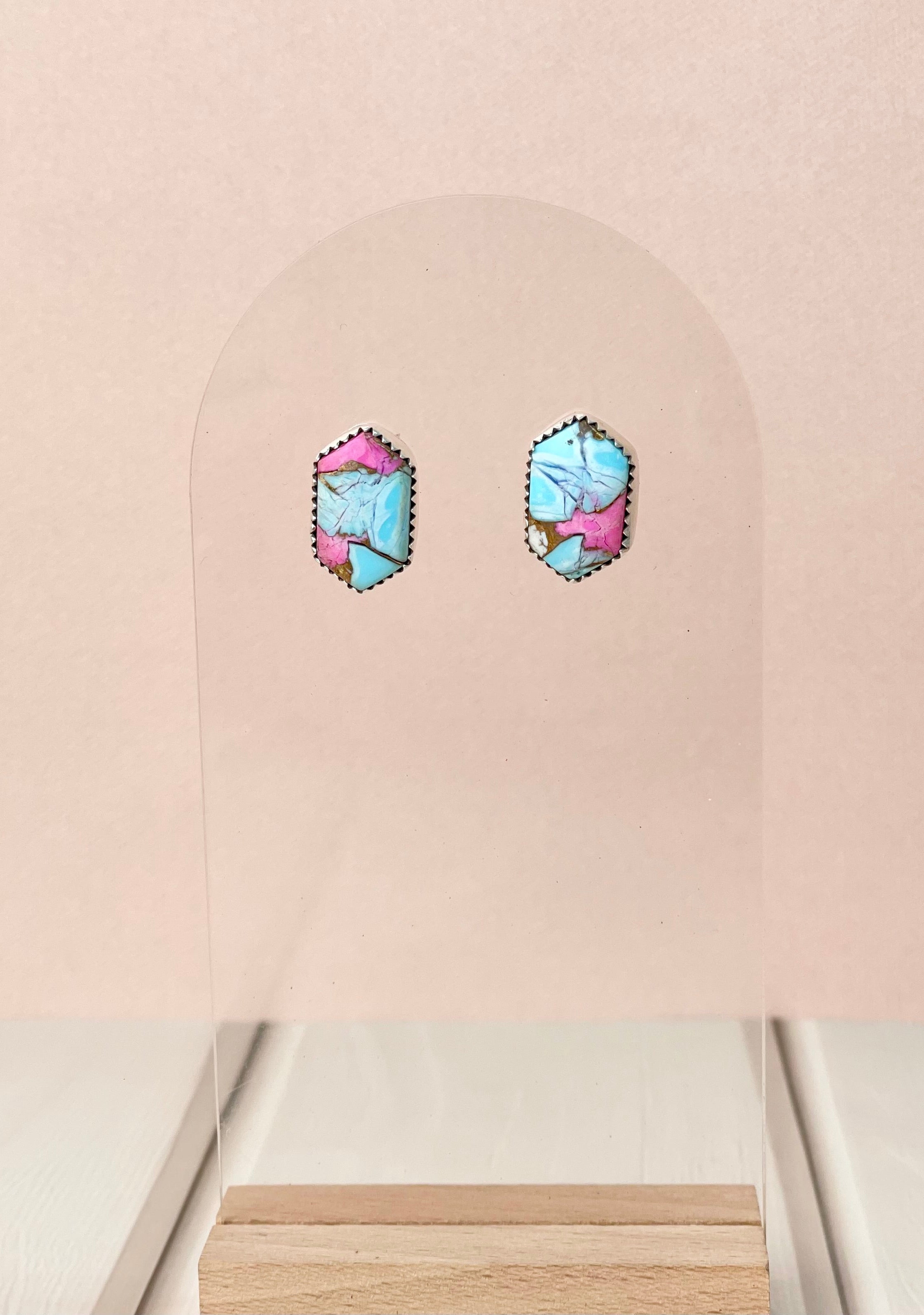 Cotton Candy Slab Studs Bno. 26-Earrings-Krush Kandy, Women's Online Fashion Boutique Located in Phoenix, Arizona (Scottsdale Area)