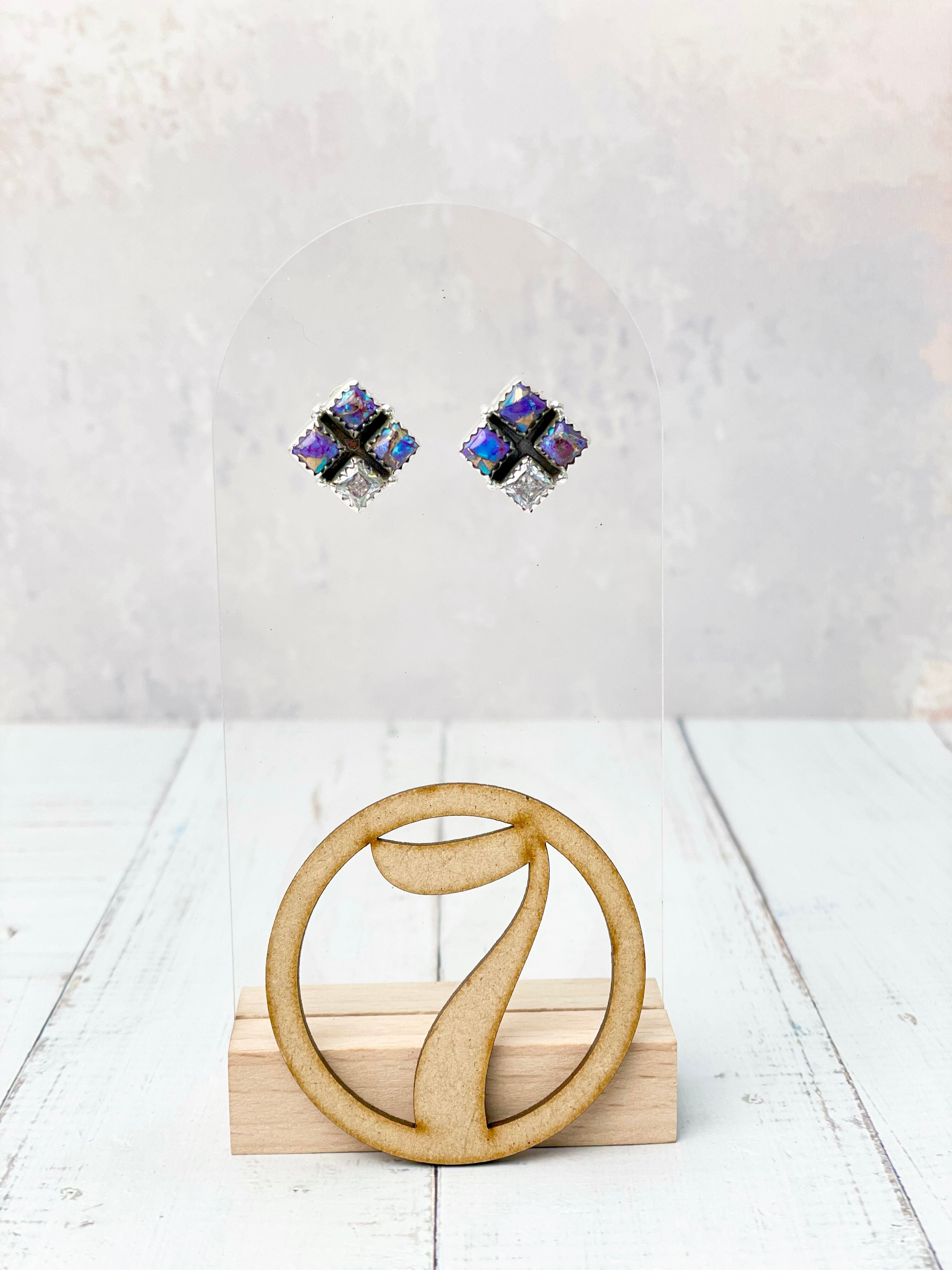 Four Square Stone Stud Earrings-Earrings-Krush Kandy, Women's Online Fashion Boutique Located in Phoenix, Arizona (Scottsdale Area)