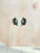 Amber, Turquoise & Crystal Boho Earrings-Earrings-Krush Kandy, Women's Online Fashion Boutique Located in Phoenix, Arizona (Scottsdale Area)