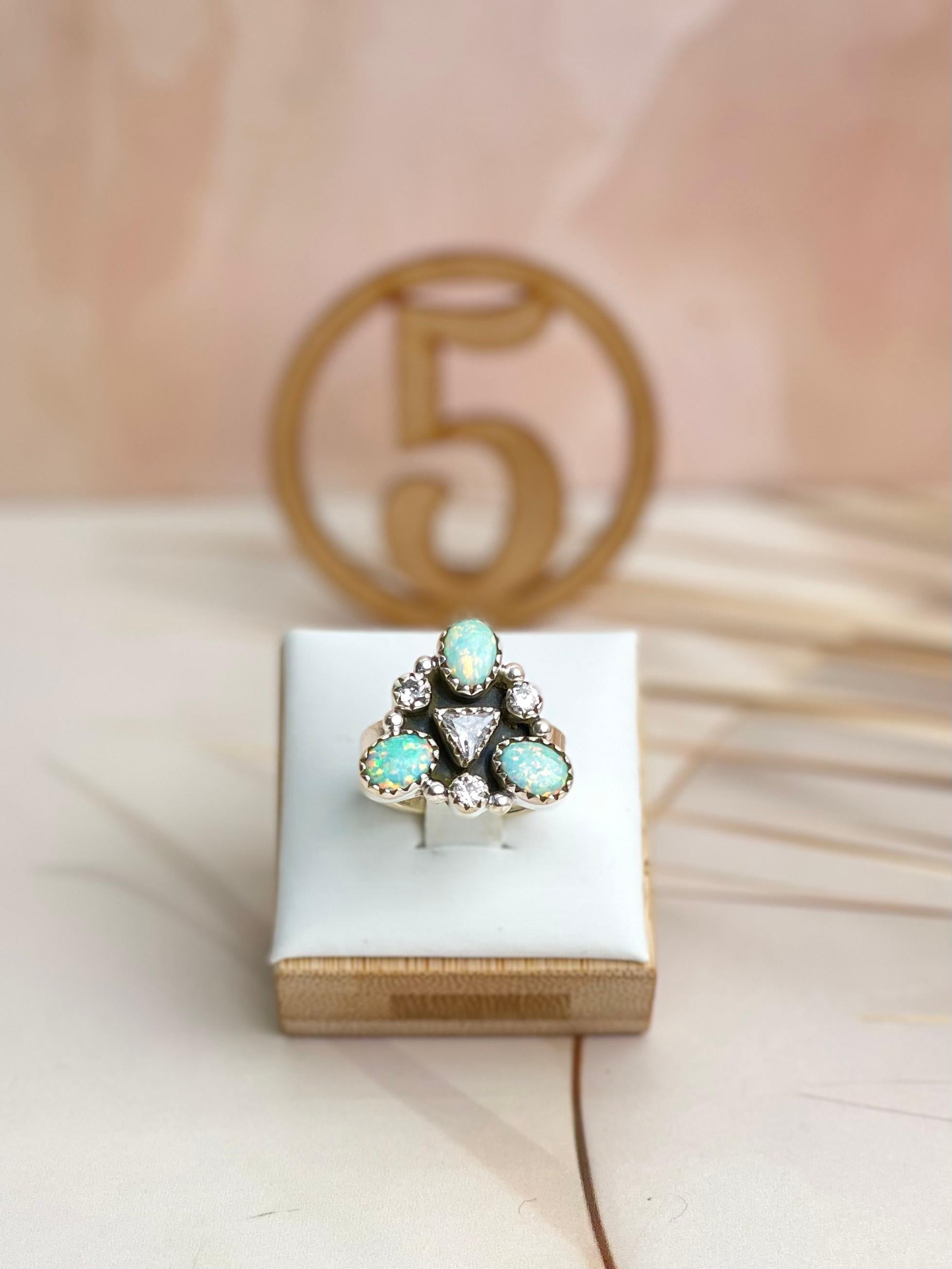 Opal Triad Cluster Rings-Rings-Krush Kandy, Women's Online Fashion Boutique Located in Phoenix, Arizona (Scottsdale Area)