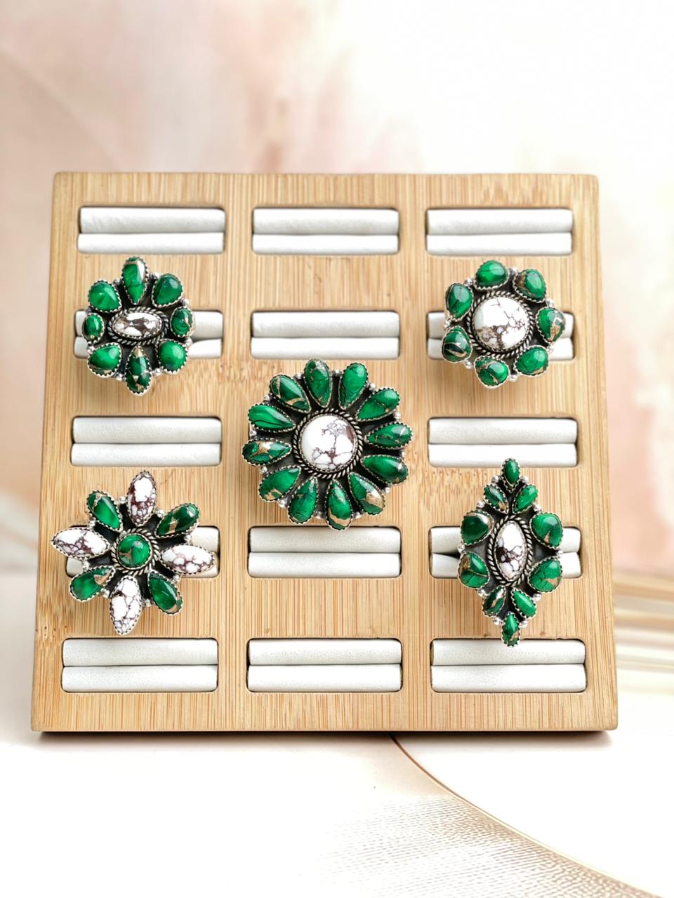 Irish Green Dahlia Rings sno 14-Rings-Krush Kandy, Women's Online Fashion Boutique Located in Phoenix, Arizona (Scottsdale Area)