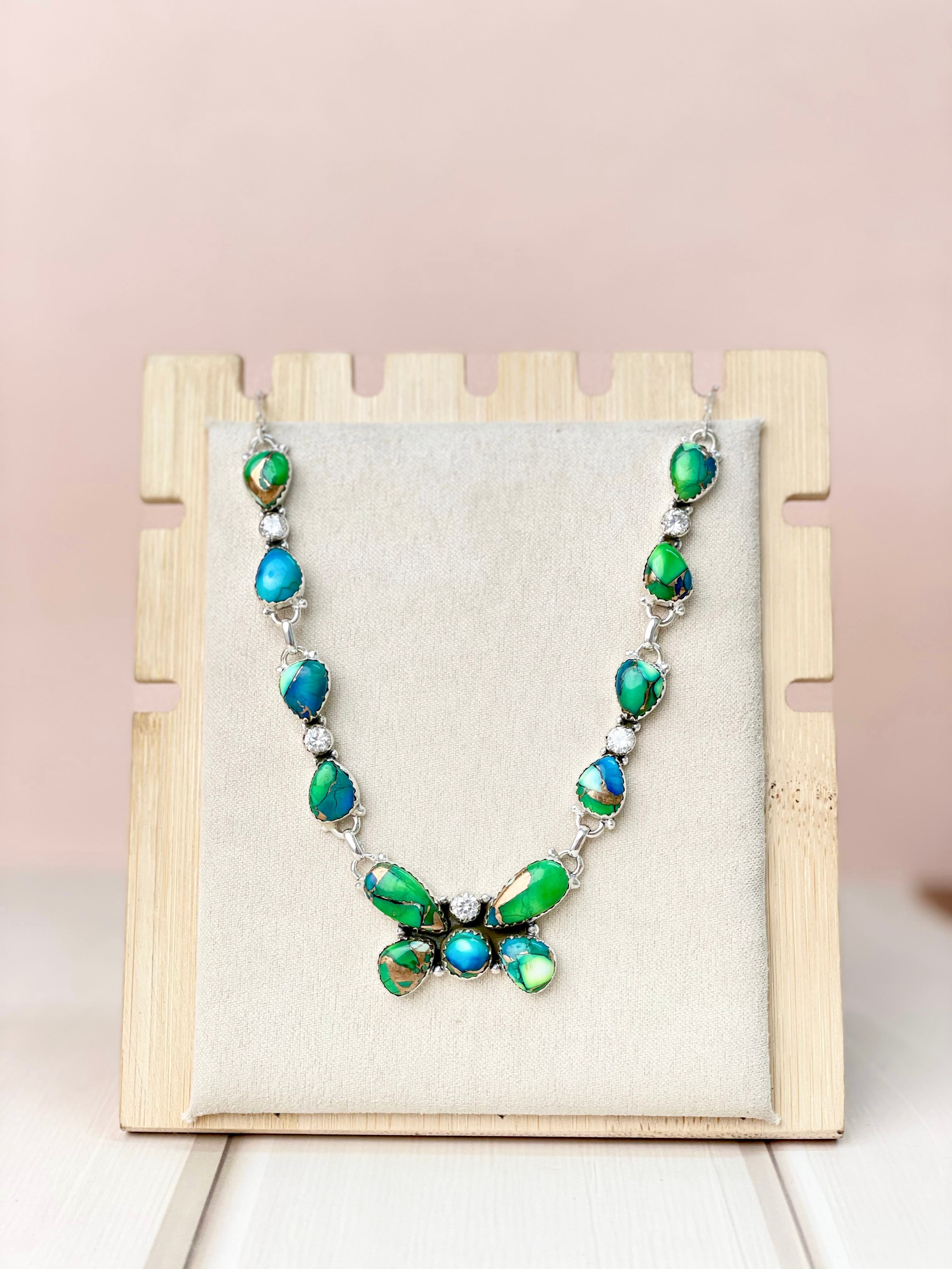 Peacock Dahlia Desert Butterfly Necklace-Necklaces-Krush Kandy, Women's Online Fashion Boutique Located in Phoenix, Arizona (Scottsdale Area)