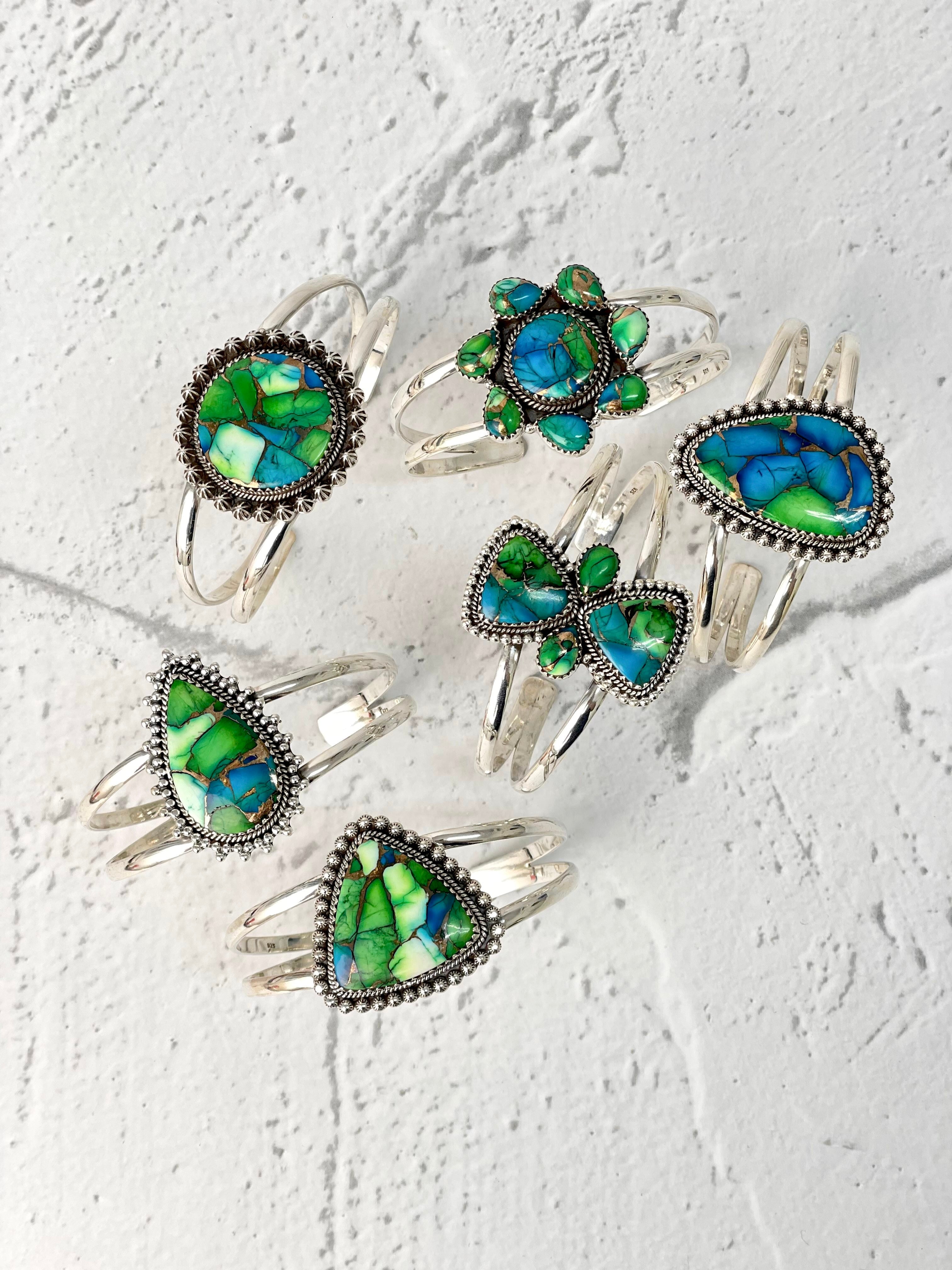 Peacock Dahlia Slab Cuff Bangles-Cuffs-Krush Kandy, Women's Online Fashion Boutique Located in Phoenix, Arizona (Scottsdale Area)