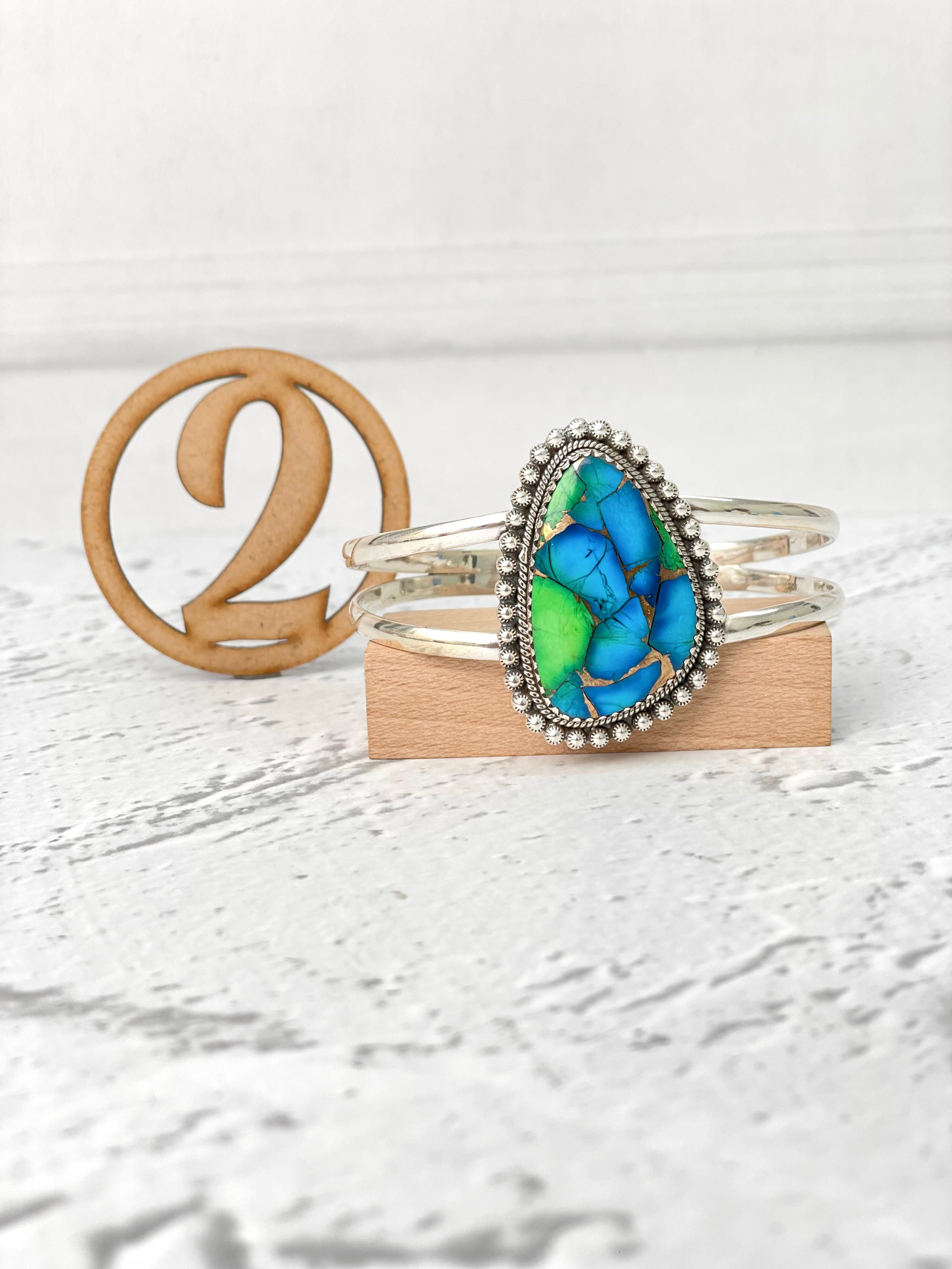 Peacock Dahlia Slab Cuff Bangles-Cuffs-Krush Kandy, Women's Online Fashion Boutique Located in Phoenix, Arizona (Scottsdale Area)