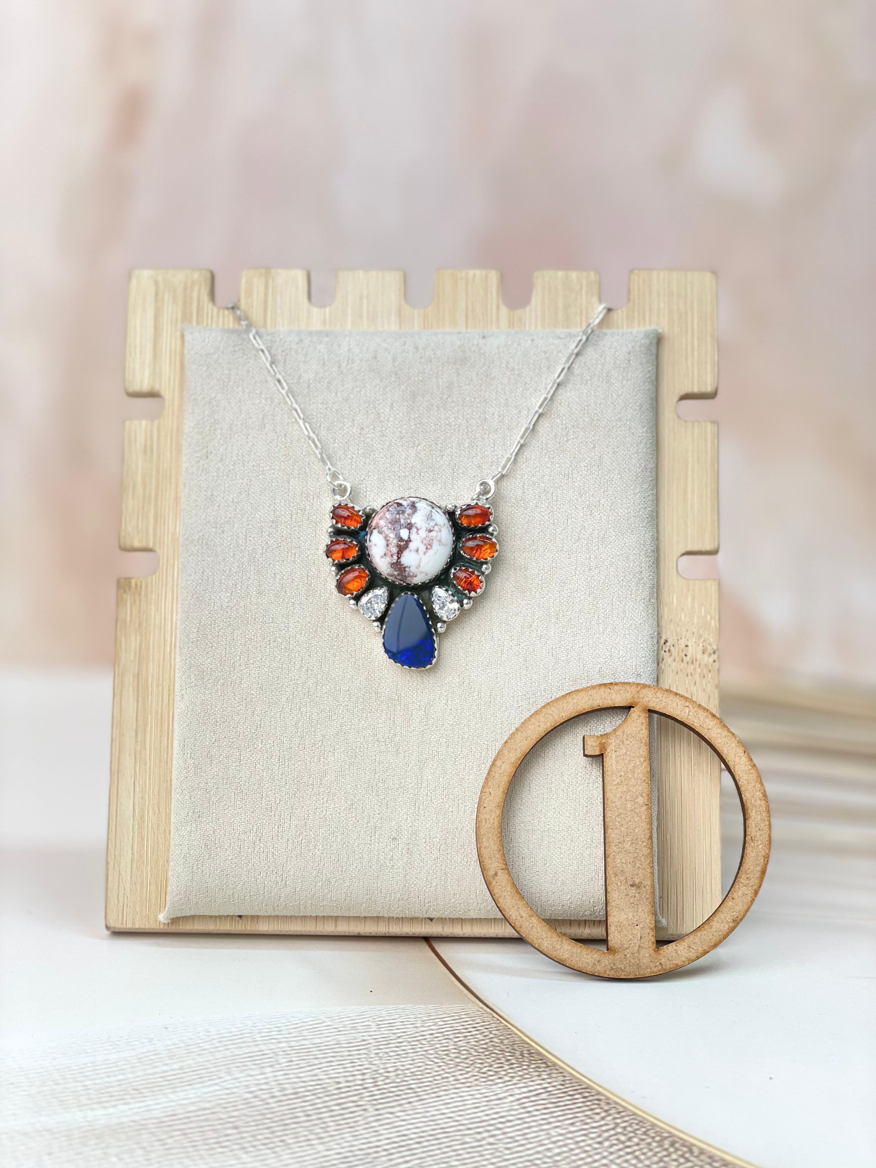 Australian Opal & Amber Necklace sno 55-Necklaces-Krush Kandy, Women's Online Fashion Boutique Located in Phoenix, Arizona (Scottsdale Area)