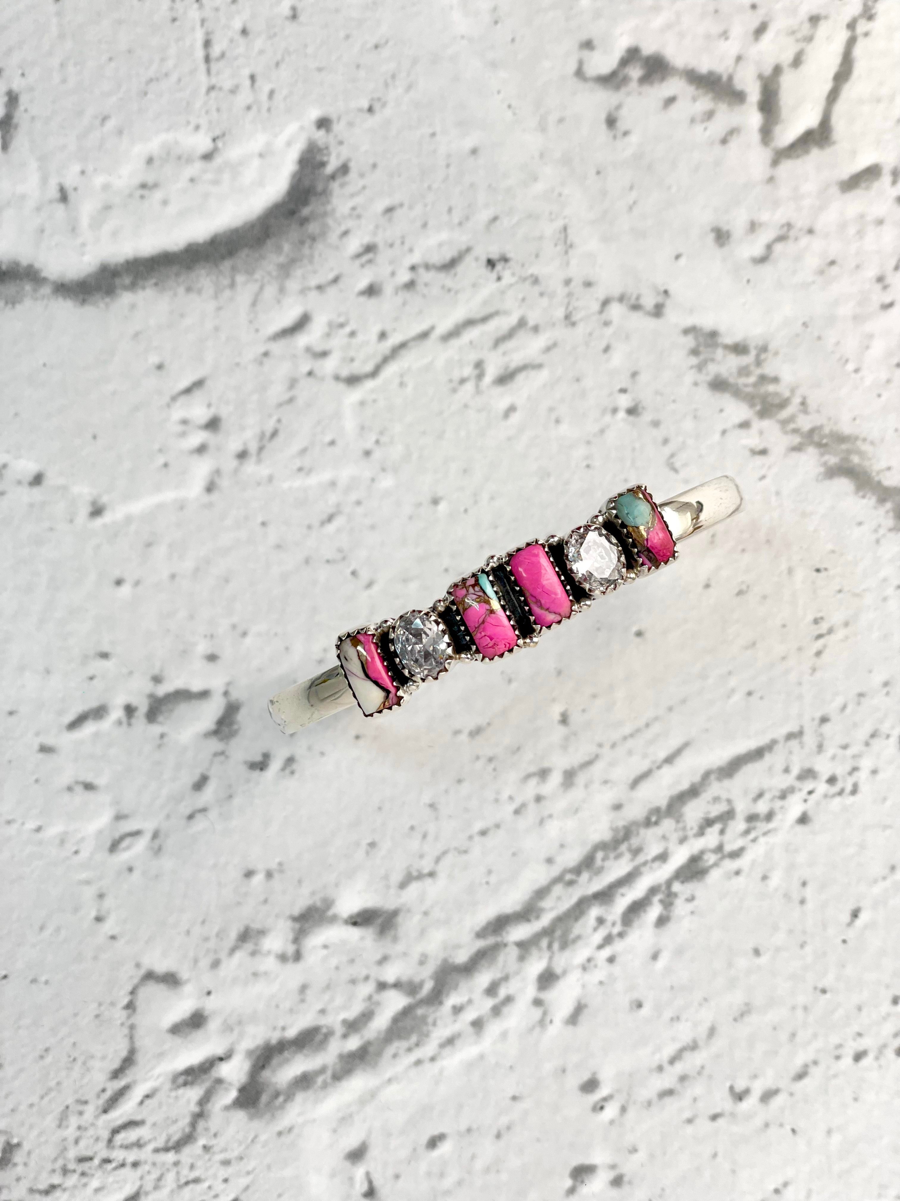 Cotton Candy & CZ Bar Cuff-Bracelets-Krush Kandy, Women's Online Fashion Boutique Located in Phoenix, Arizona (Scottsdale Area)