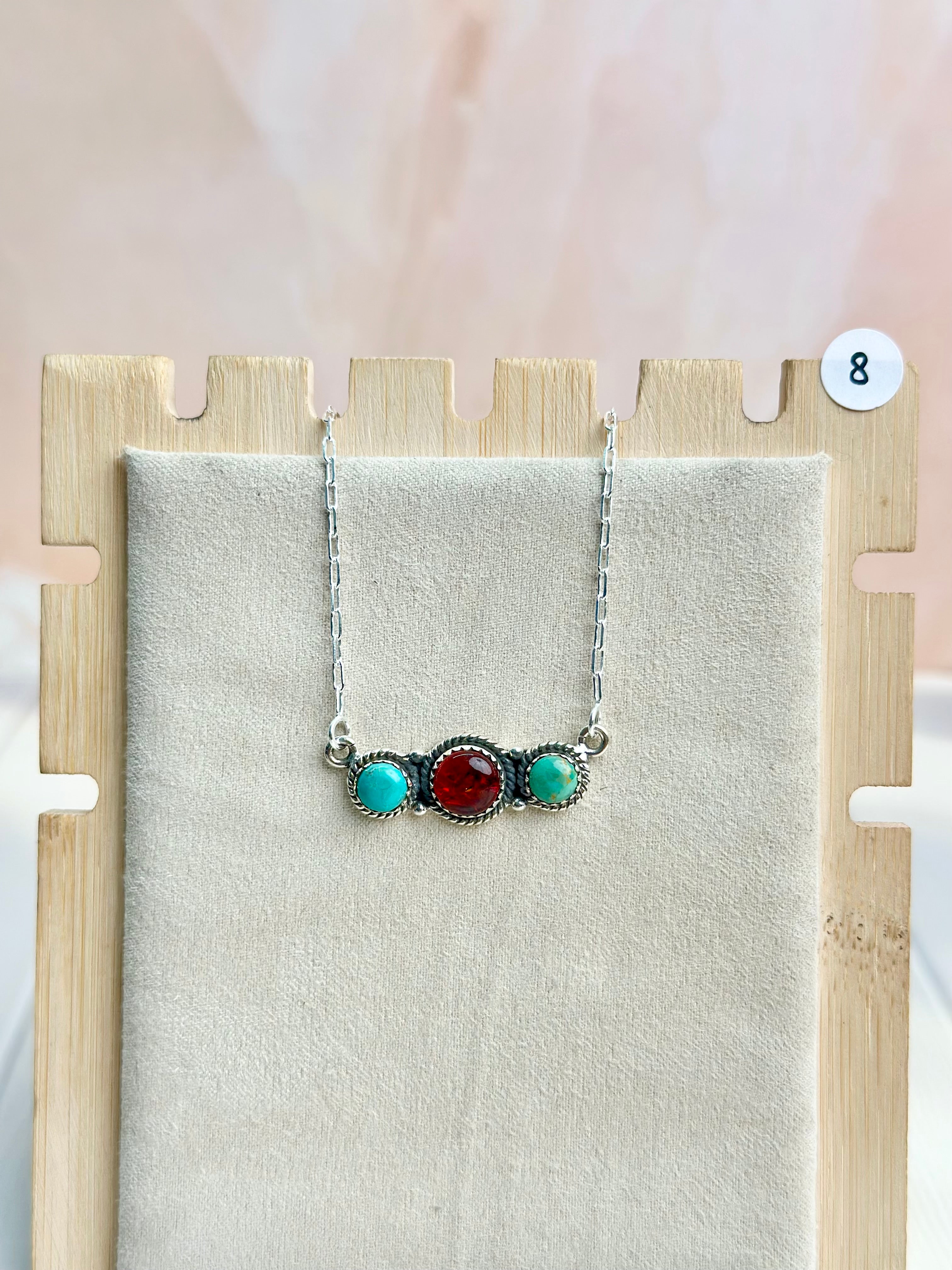 Amber, Turquoise & Crystal Dainty Necklace-Necklaces-Krush Kandy, Women's Online Fashion Boutique Located in Phoenix, Arizona (Scottsdale Area)