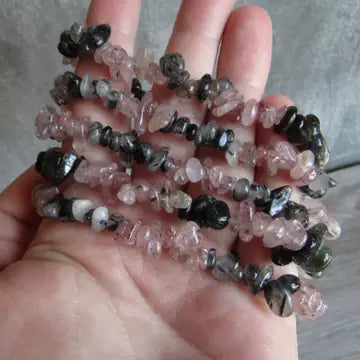 Strawberry Quartz & Tourmaline Quartz Chip Bracelet-Chain Bracelets-Krush Kandy, Women's Online Fashion Boutique Located in Phoenix, Arizona (Scottsdale Area)
