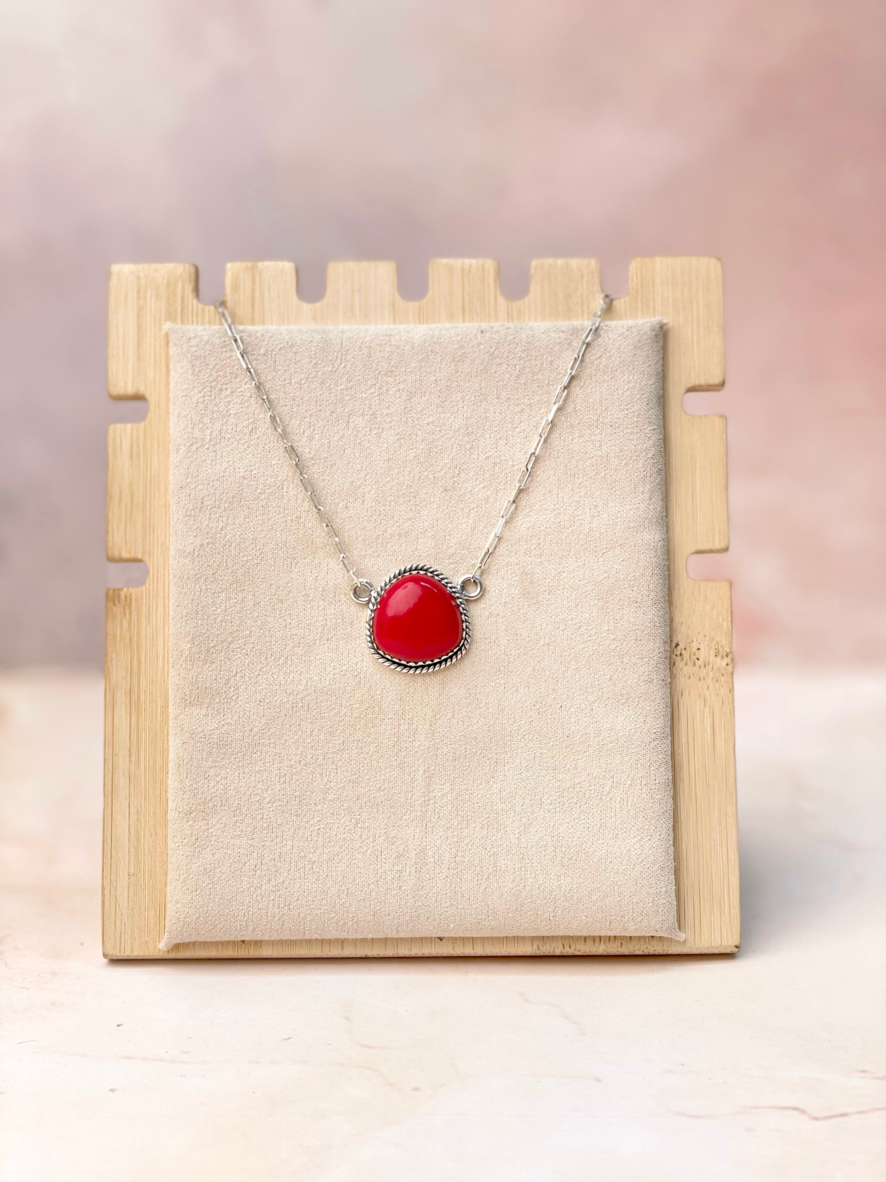 Red Rosarita Trillion Chain Pendant-Necklaces-Krush Kandy, Women's Online Fashion Boutique Located in Phoenix, Arizona (Scottsdale Area)