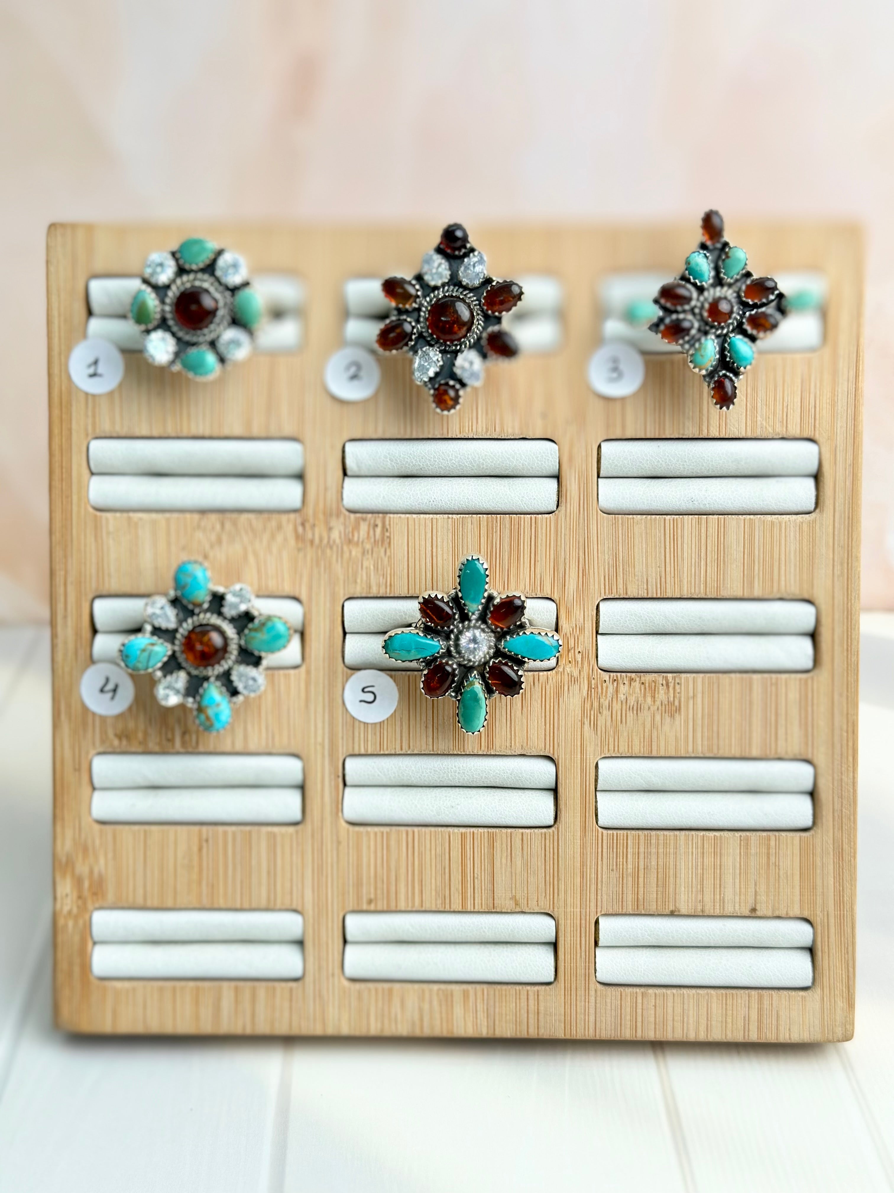 Amber, Turquoise & Crystal Rings-Rings-Krush Kandy, Women's Online Fashion Boutique Located in Phoenix, Arizona (Scottsdale Area)