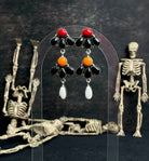 Black Onyx, White Buffalo, Red & Orange Rosarita Cluster Earrings-Earrings-Krush Kandy, Women's Online Fashion Boutique Located in Phoenix, Arizona (Scottsdale Area)
