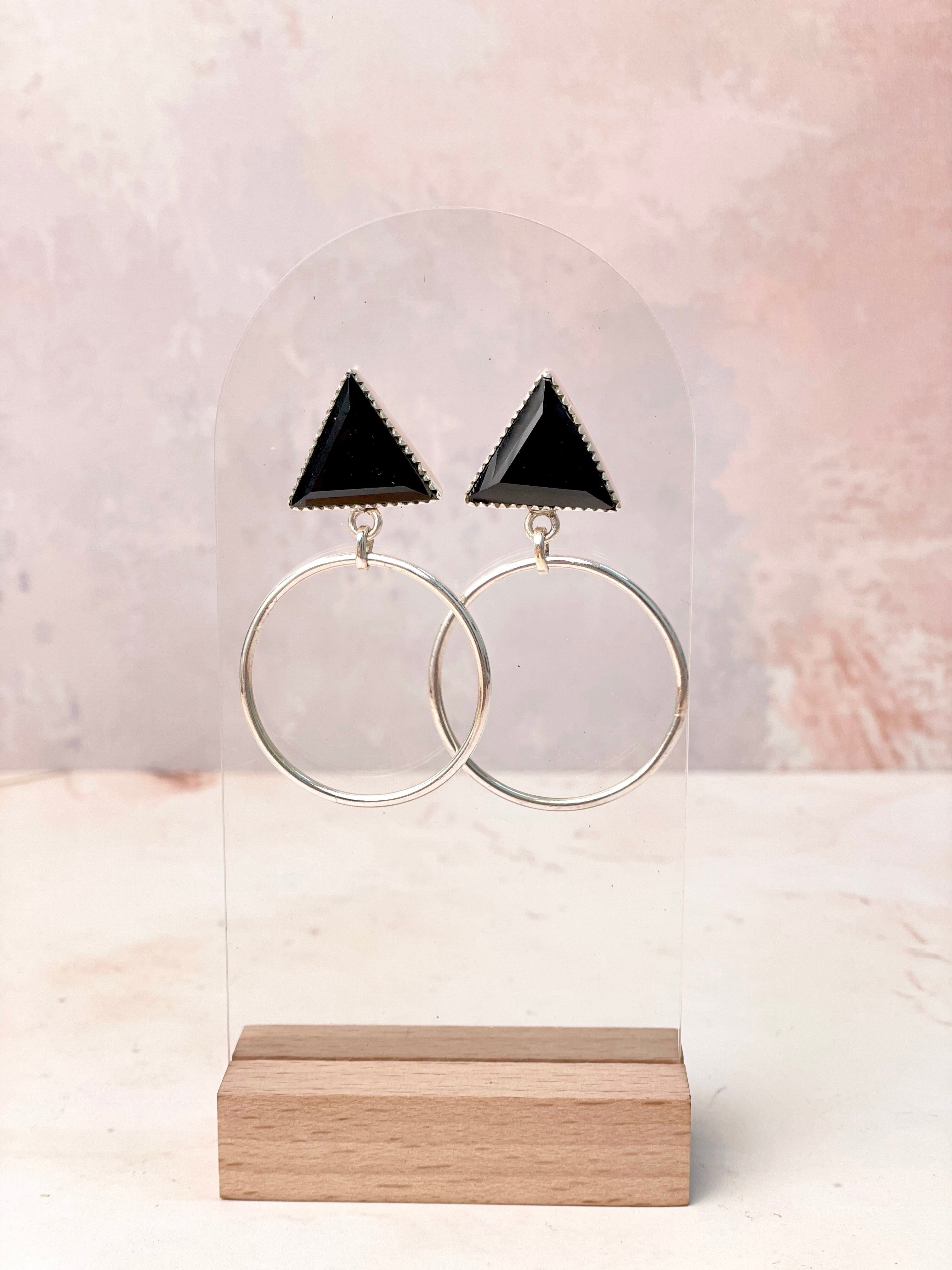 Tiffany's Triangle Single Stone Hoops-Earrings-Krush Kandy, Women's Online Fashion Boutique Located in Phoenix, Arizona (Scottsdale Area)