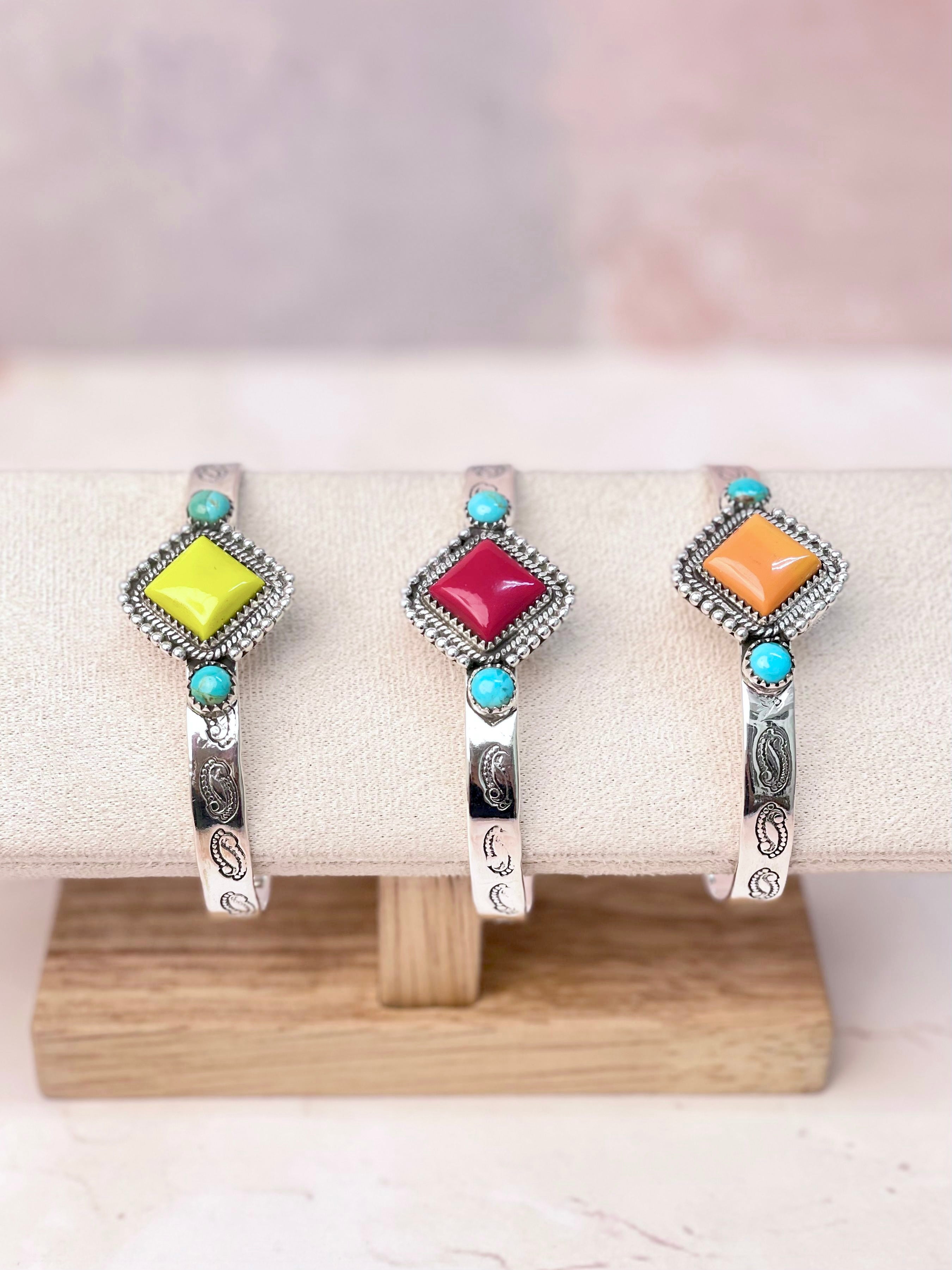 Rosarita Square Bar Turquoise Cuff-Bracelets-Krush Kandy, Women's Online Fashion Boutique Located in Phoenix, Arizona (Scottsdale Area)