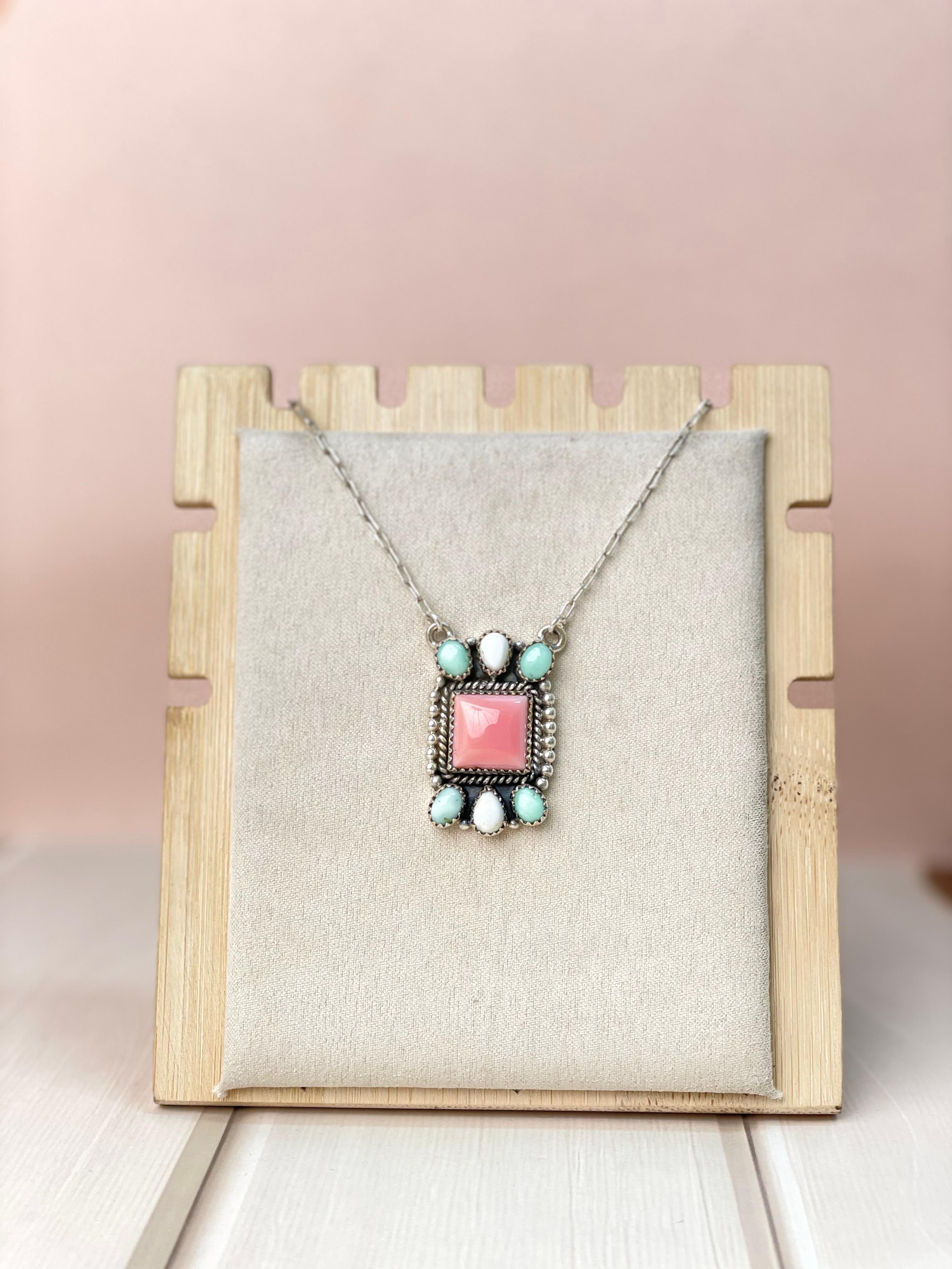 Paloma, Conch & White Buffalo Square Bar Necklace-Necklaces-Krush Kandy, Women's Online Fashion Boutique Located in Phoenix, Arizona (Scottsdale Area)