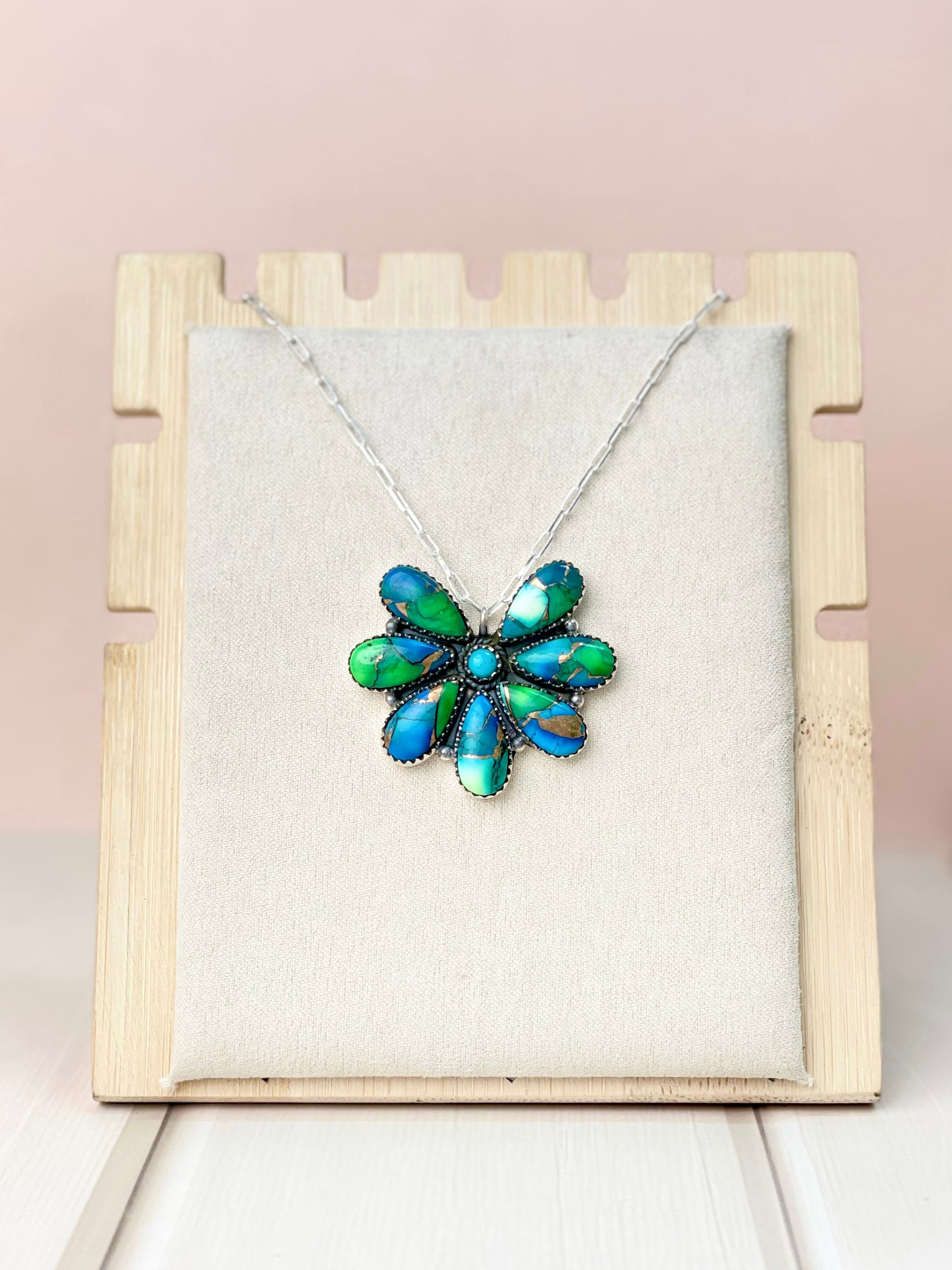 Peacock Dahlia Desert Daisy Necklace-Necklaces-Krush Kandy, Women's Online Fashion Boutique Located in Phoenix, Arizona (Scottsdale Area)