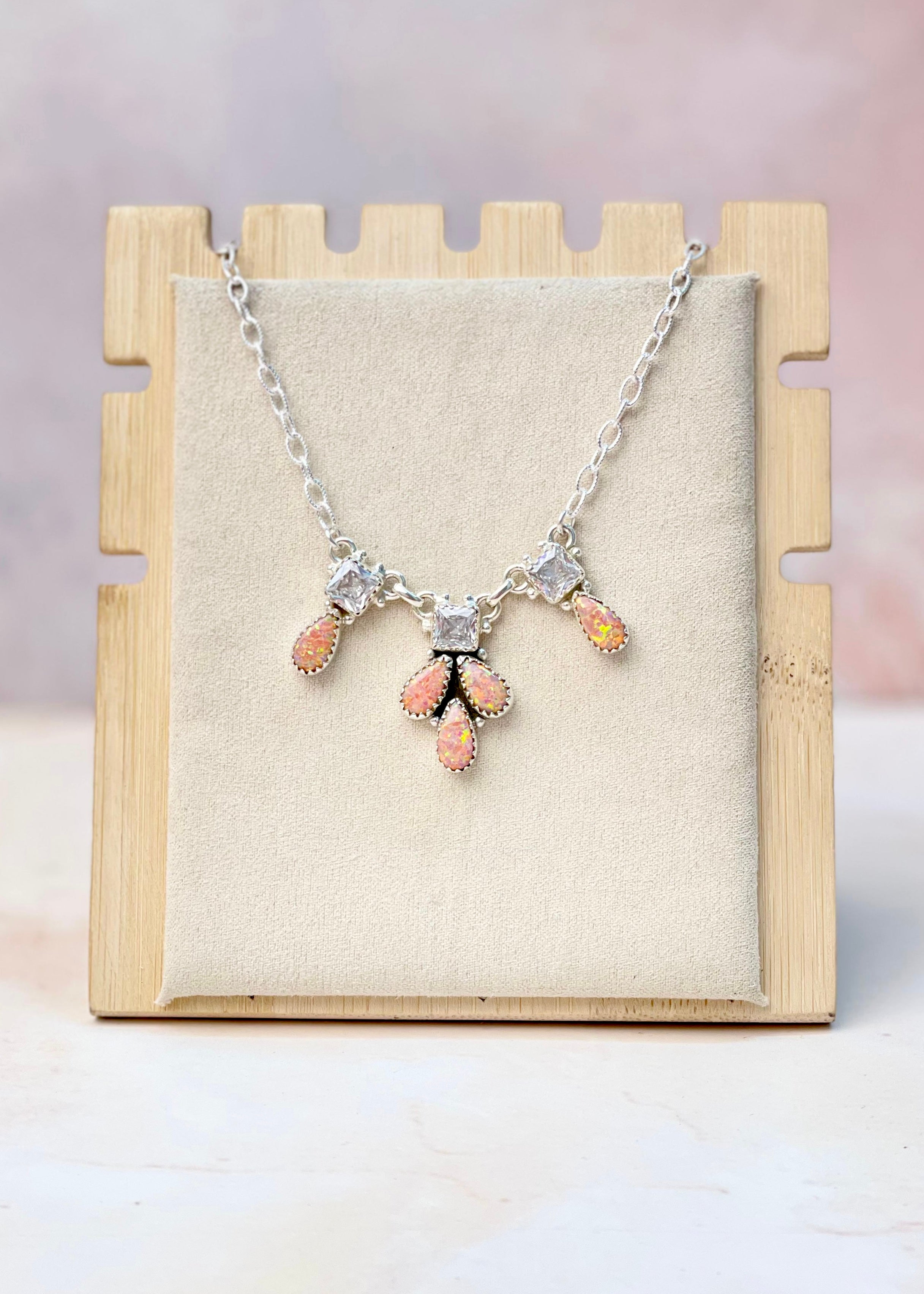 Sierra Opal Petals CZ Necklace-Necklaces-Krush Kandy, Women's Online Fashion Boutique Located in Phoenix, Arizona (Scottsdale Area)