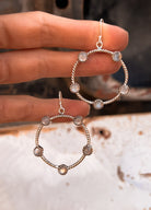 Twisted Rope Stone Hoop Earrings-Hoop Earrings-Krush Kandy, Women's Online Fashion Boutique Located in Phoenix, Arizona (Scottsdale Area)