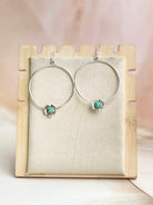 Sterling Flower Single Stone Hoops-Earrings-Krush Kandy, Women's Online Fashion Boutique Located in Phoenix, Arizona (Scottsdale Area)