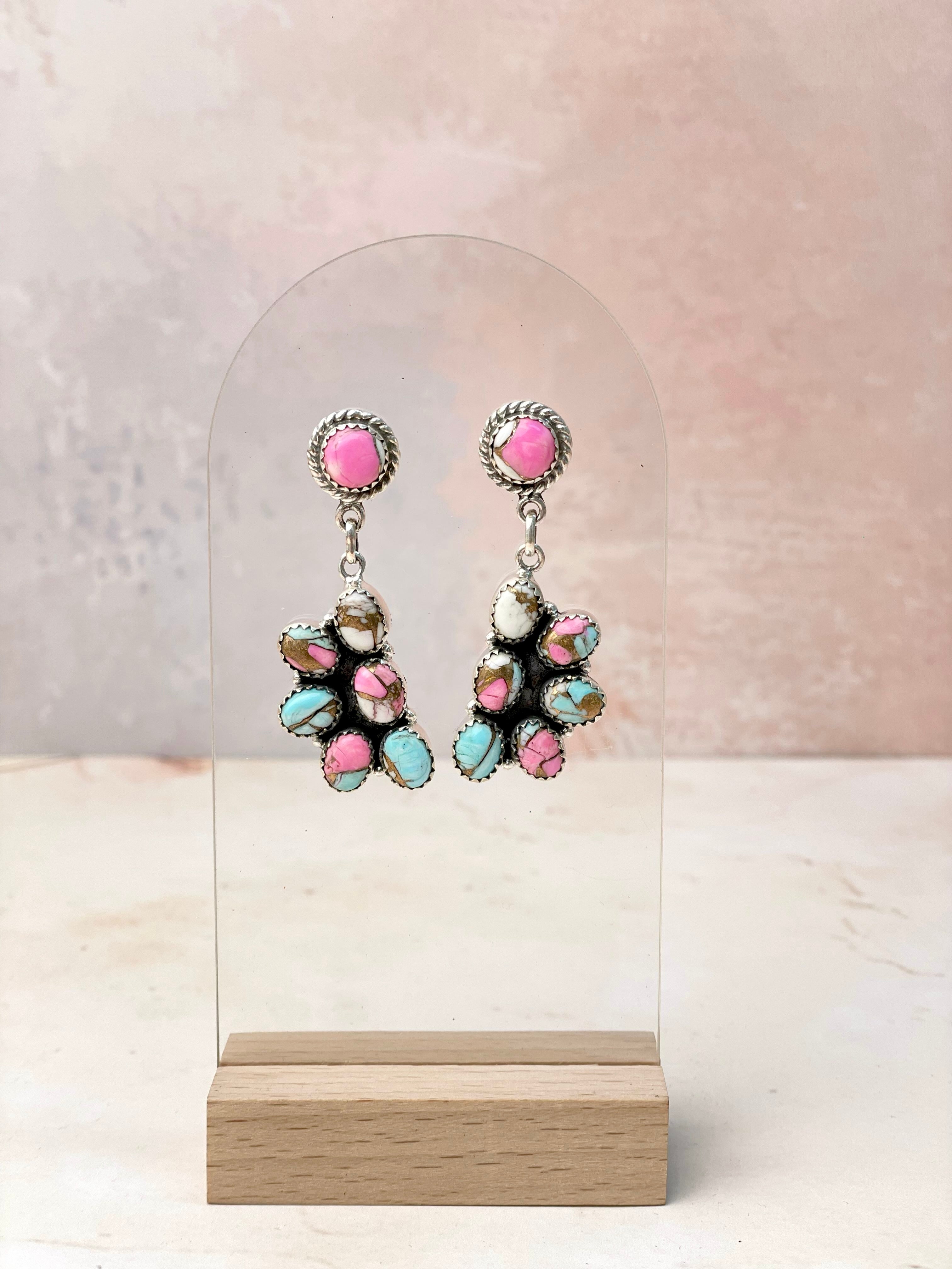 Cotton Candy Half Daisy Earrings-Earrings-Krush Kandy, Women's Online Fashion Boutique Located in Phoenix, Arizona (Scottsdale Area)