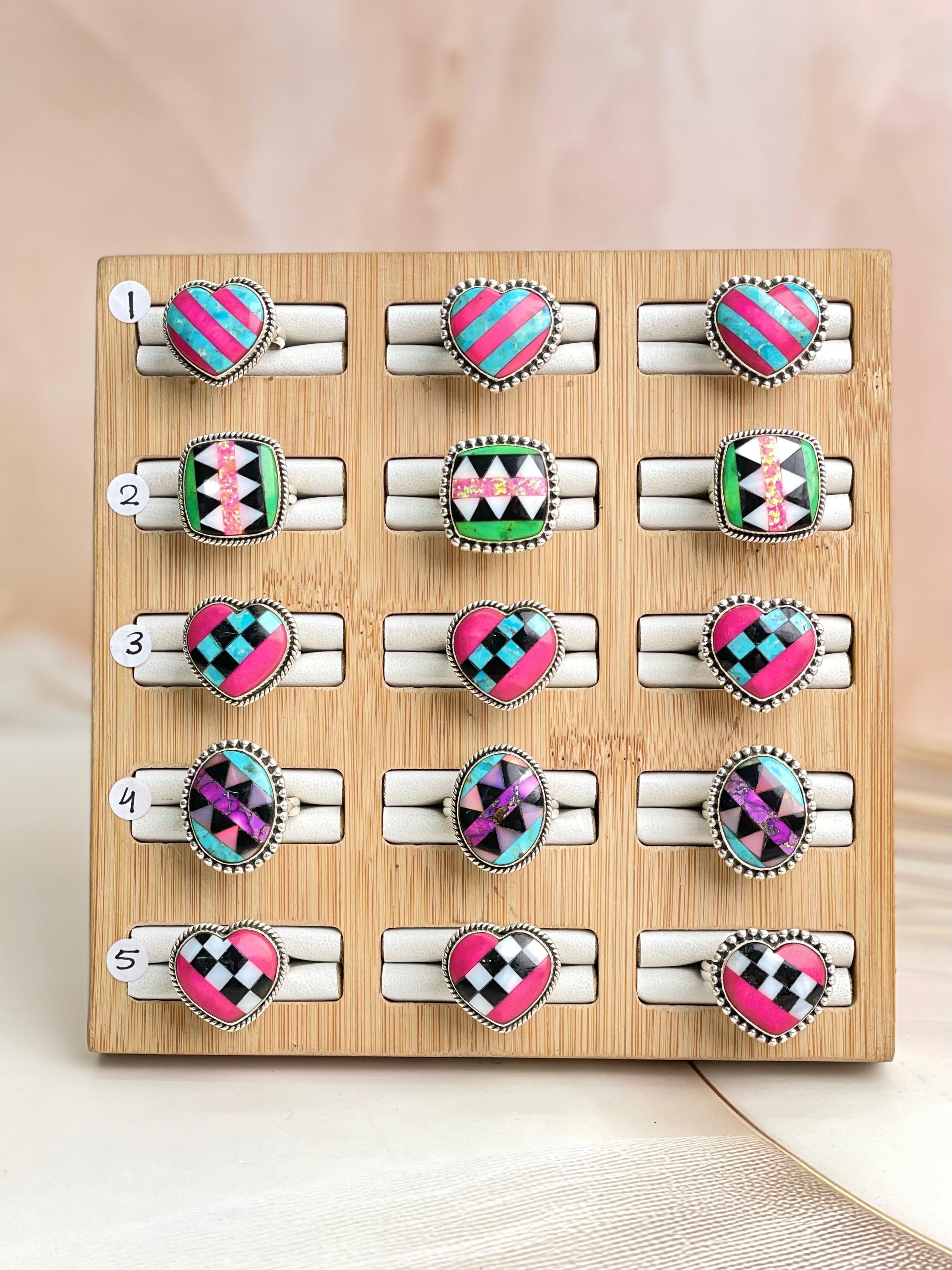Multi Checkered Surprise Slab Ring-Rings-Krush Kandy, Women's Online Fashion Boutique Located in Phoenix, Arizona (Scottsdale Area)