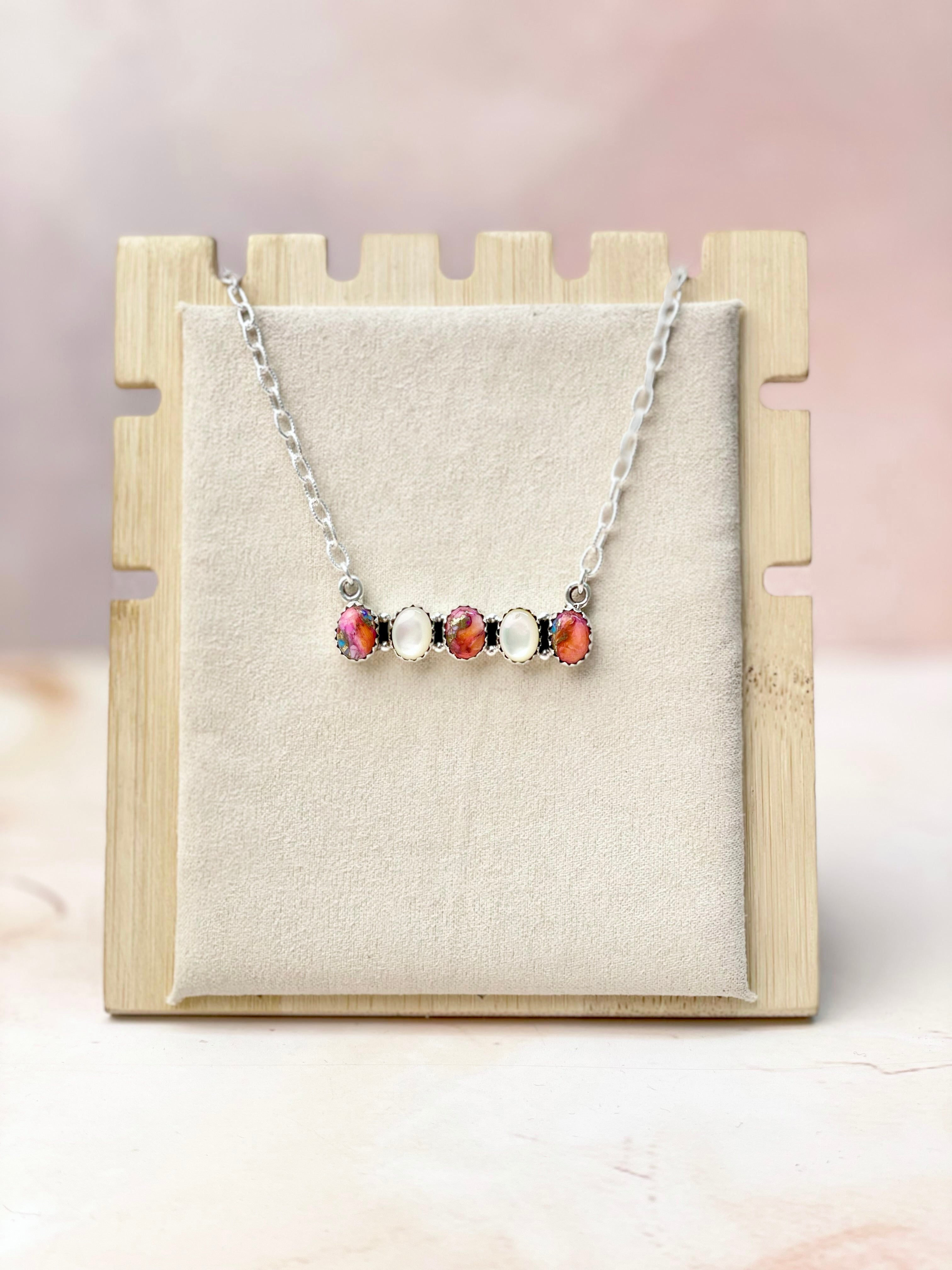Multi Gem and MOP Bar Necklace-Necklaces-Krush Kandy, Women's Online Fashion Boutique Located in Phoenix, Arizona (Scottsdale Area)