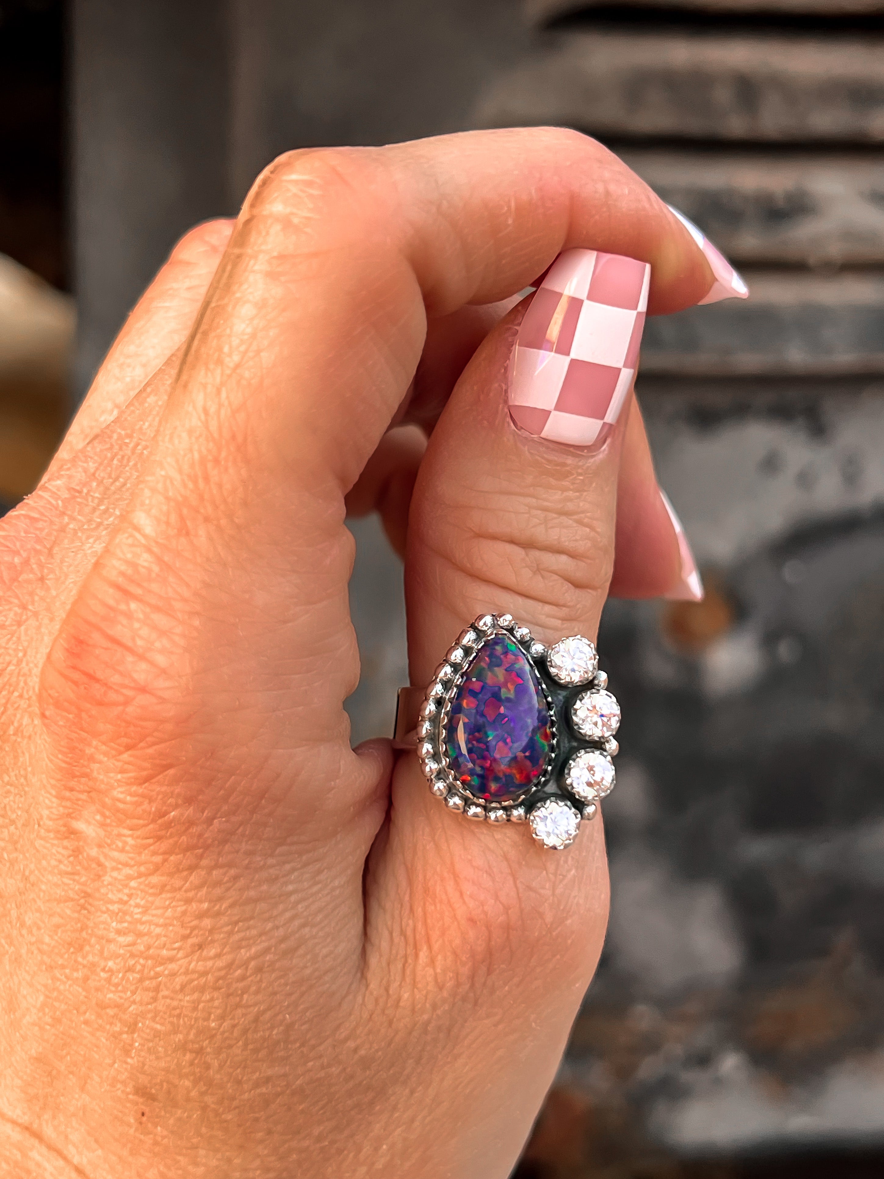 Supernova Opal & Crystal Sterling Silver Rings-Cluster Rings-Krush Kandy, Women's Online Fashion Boutique Located in Phoenix, Arizona (Scottsdale Area)