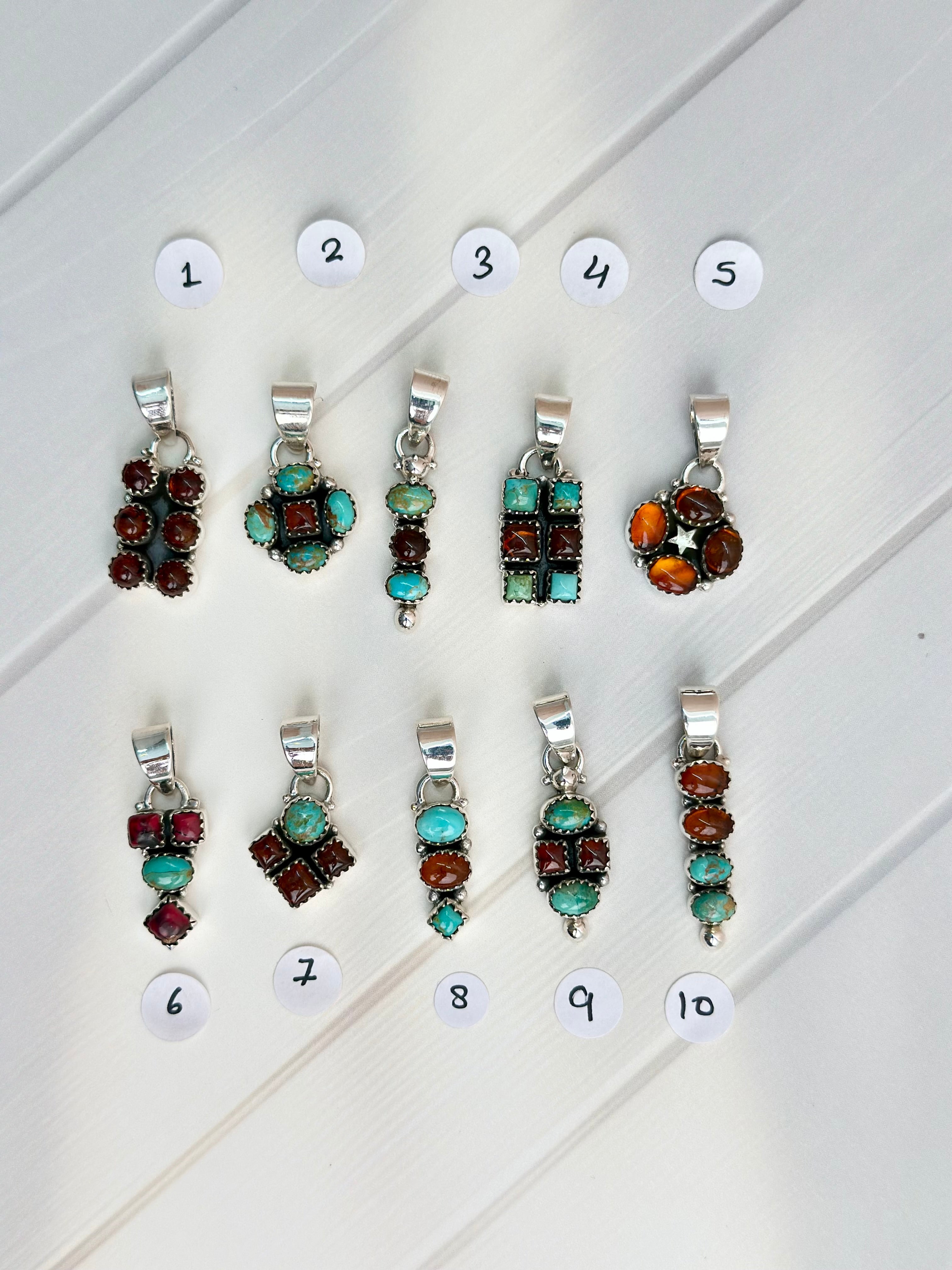 Amber, Turquoise & Crystal Pendants-Necklaces-Krush Kandy, Women's Online Fashion Boutique Located in Phoenix, Arizona (Scottsdale Area)
