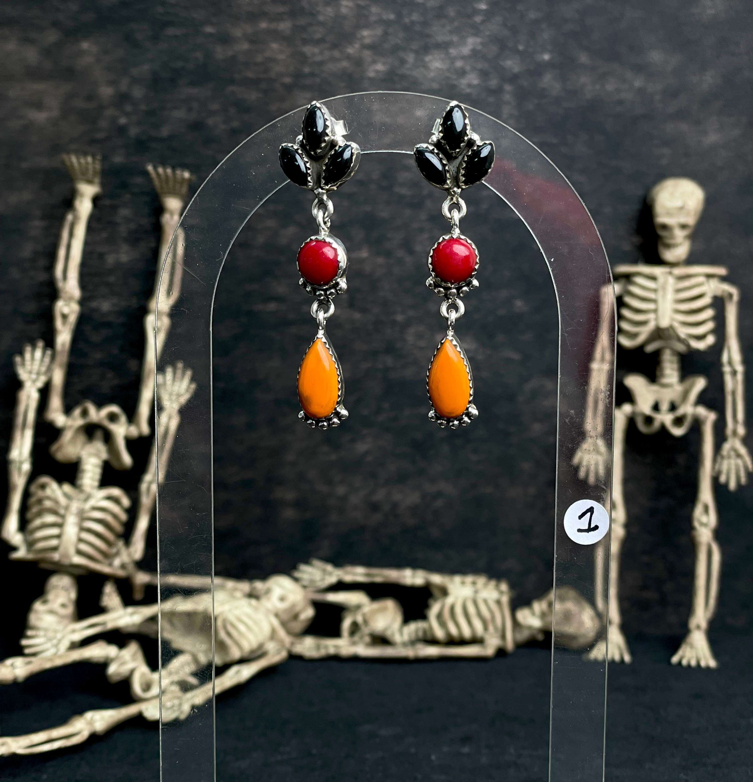 Halloween Studs Rosarita & Black Onyx sno 22-Earrings-Krush Kandy, Women's Online Fashion Boutique Located in Phoenix, Arizona (Scottsdale Area)