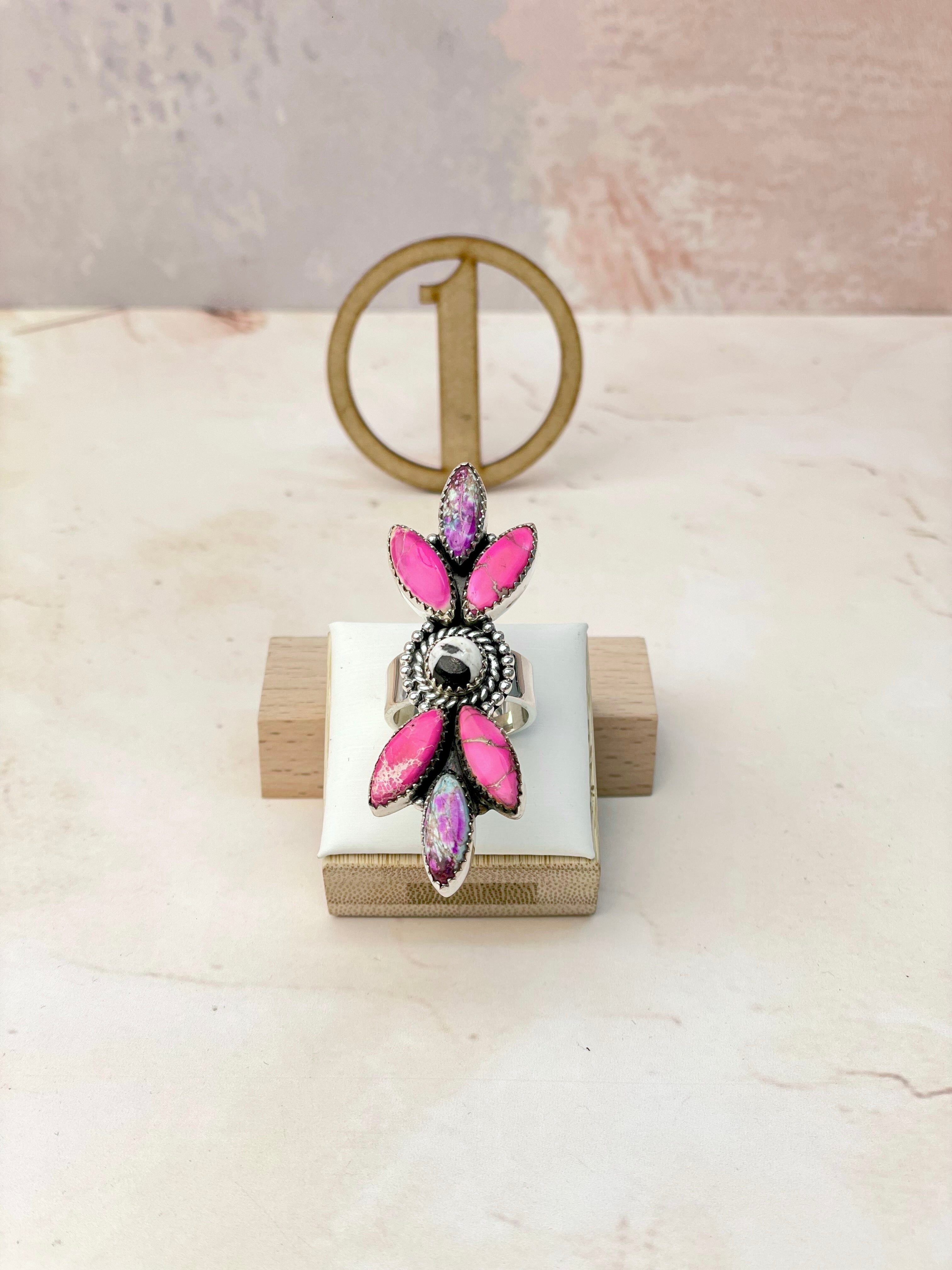 Desert Pink Jasper Petal Crawler Ring-Rings-Krush Kandy, Women's Online Fashion Boutique Located in Phoenix, Arizona (Scottsdale Area)