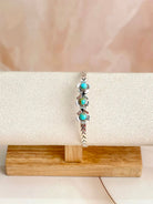Delicate Silver & Turquoise 3 Flower Bangle-Bracelets-Krush Kandy, Women's Online Fashion Boutique Located in Phoenix, Arizona (Scottsdale Area)