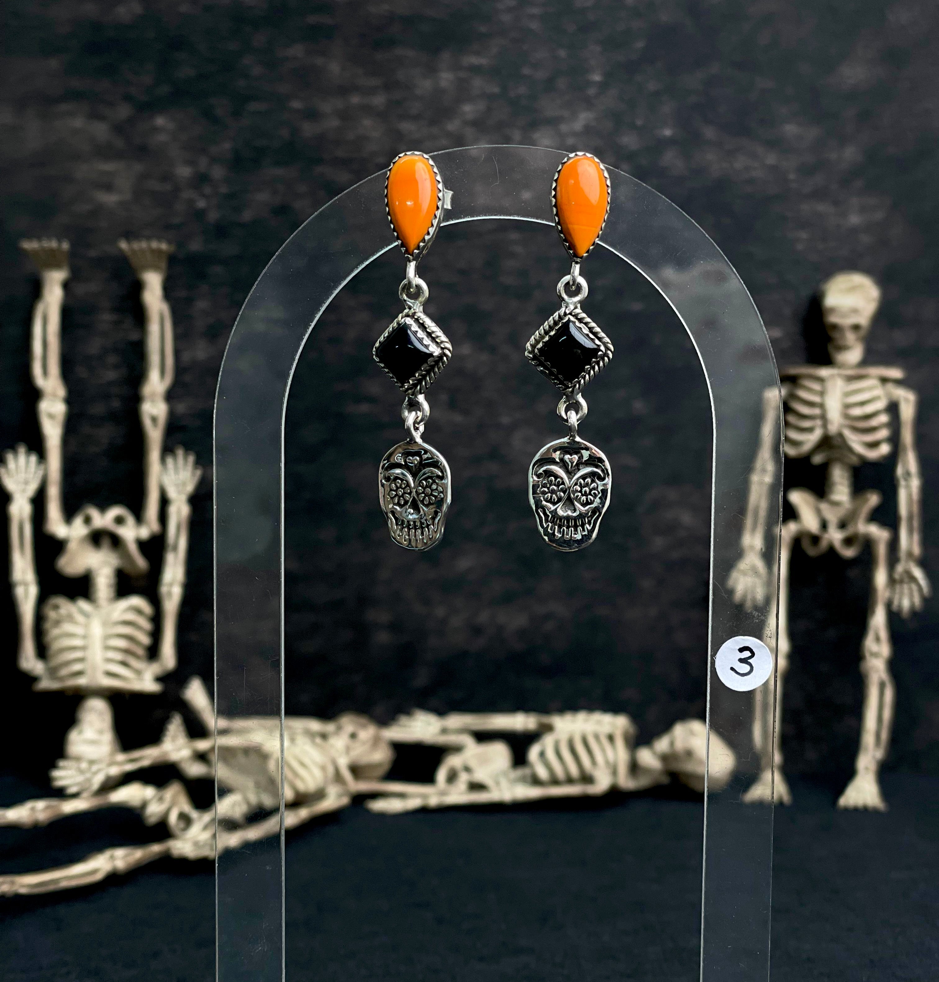 Rosarita & Black Onyx Halloween Studs sno 17-Earrings-Krush Kandy, Women's Online Fashion Boutique Located in Phoenix, Arizona (Scottsdale Area)