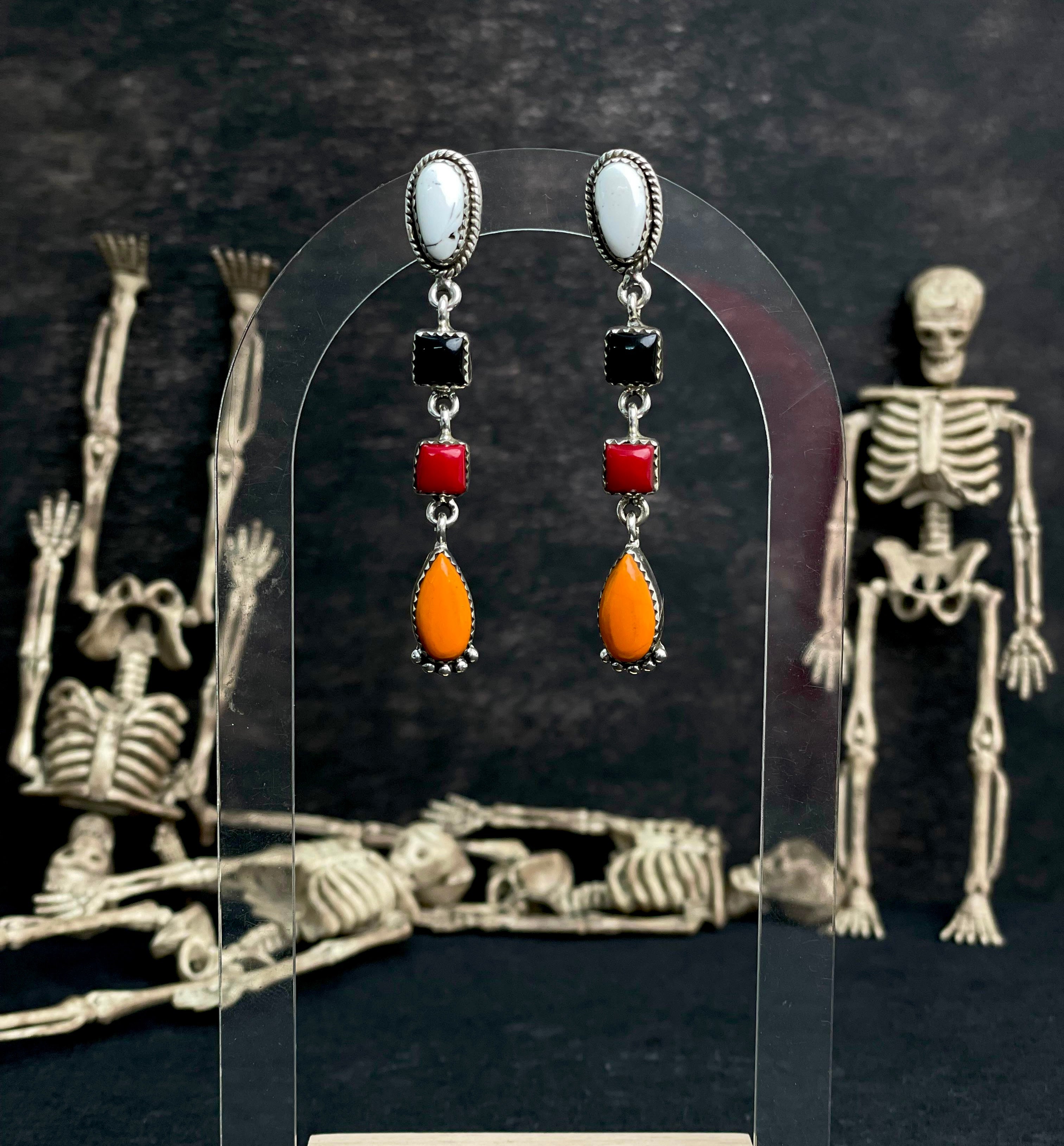 Halloween Studs Rosarita & Black Onyx sno 27-Earrings-Krush Kandy, Women's Online Fashion Boutique Located in Phoenix, Arizona (Scottsdale Area)