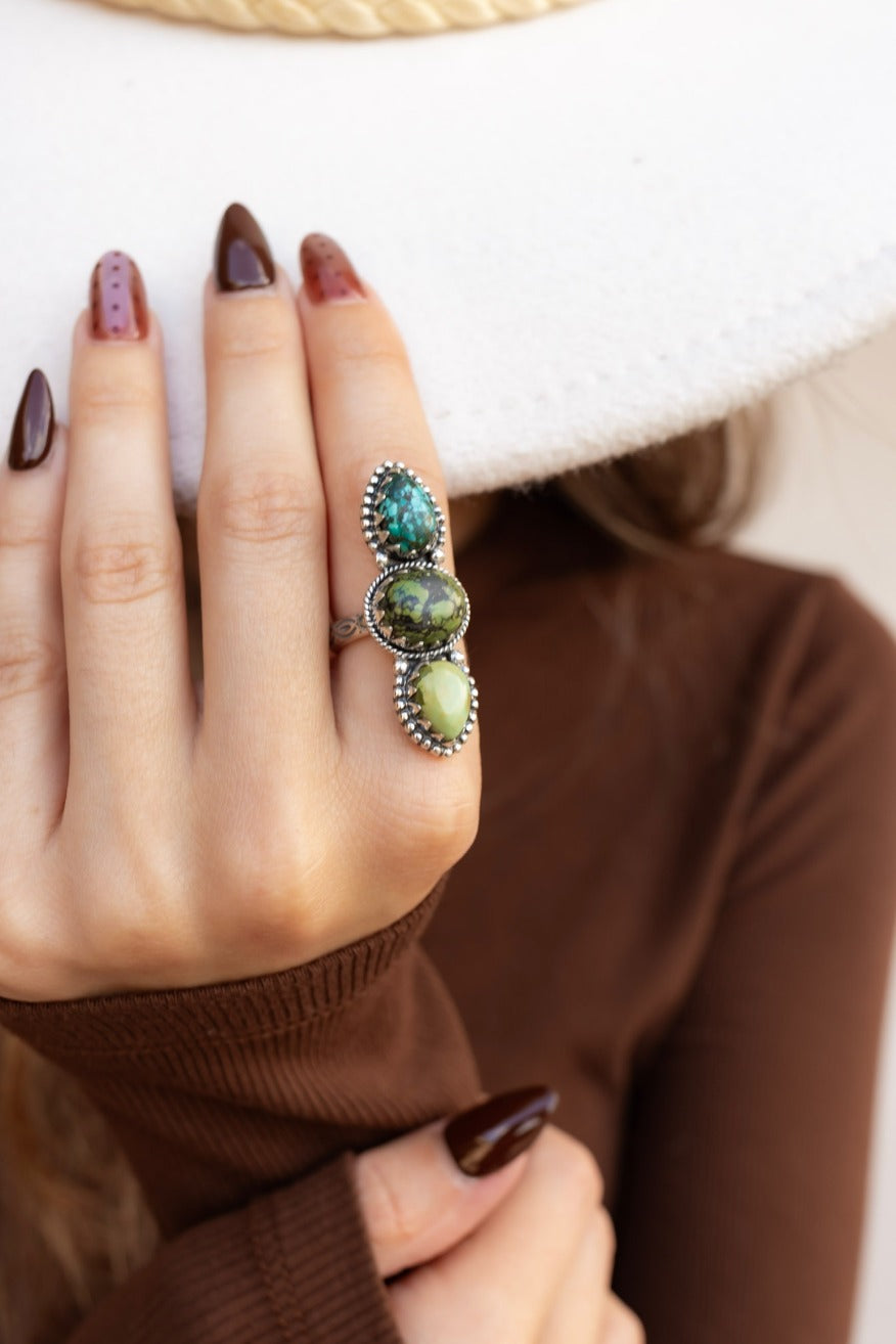 Desert Sage Green Triple Stone Adjustable Ring.jpeg