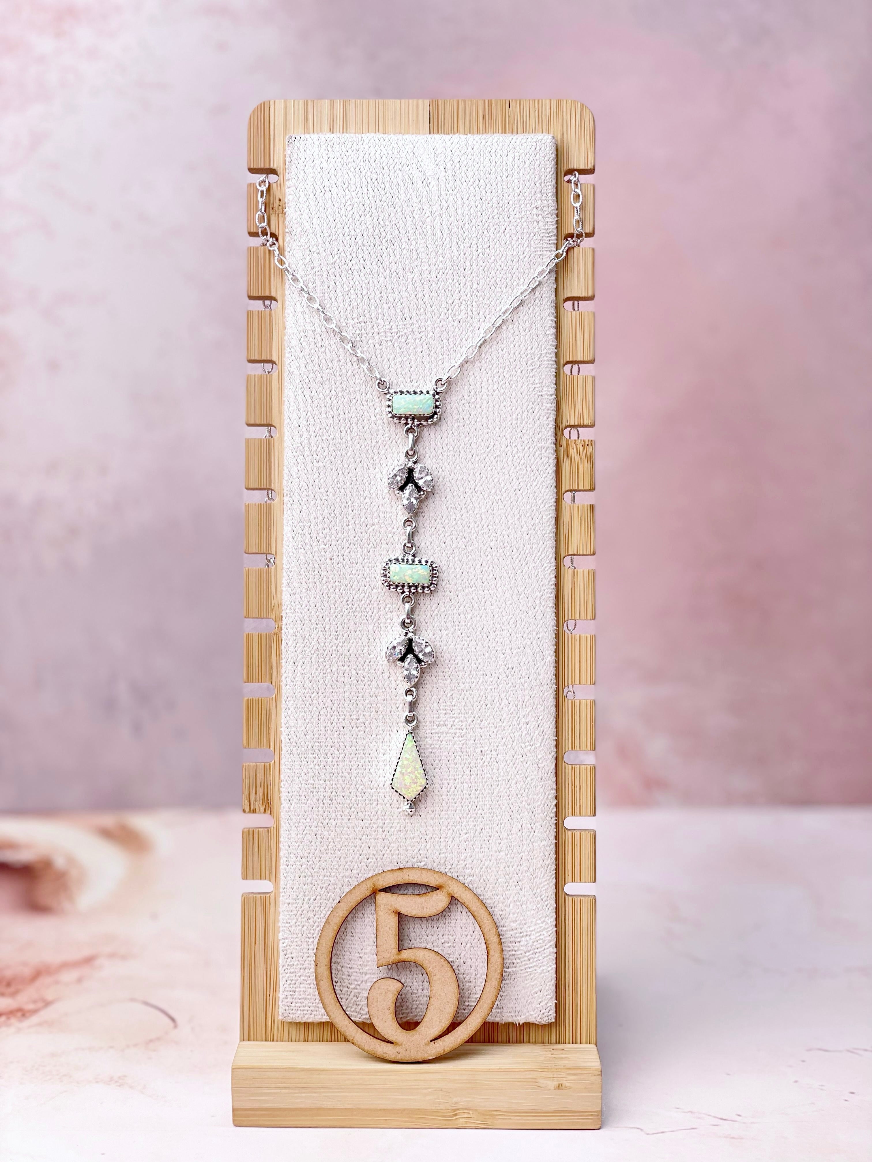 Opal and CZ Date Night Chain Necklace-Necklaces-Krush Kandy, Women's Online Fashion Boutique Located in Phoenix, Arizona (Scottsdale Area)