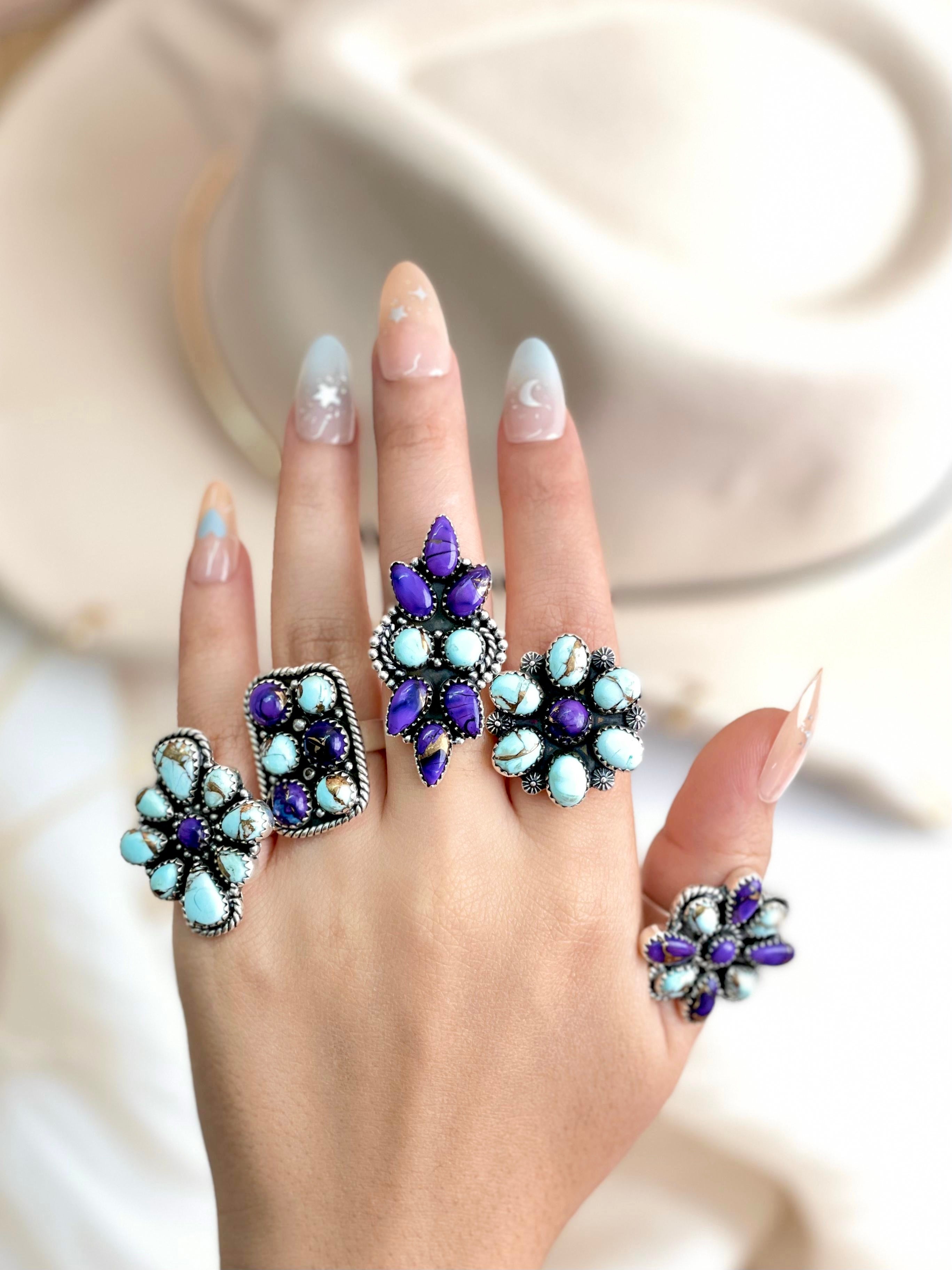 Perfect Touch Multi Dahlia Ring Clusters-Rings-Krush Kandy, Women's Online Fashion Boutique Located in Phoenix, Arizona (Scottsdale Area)