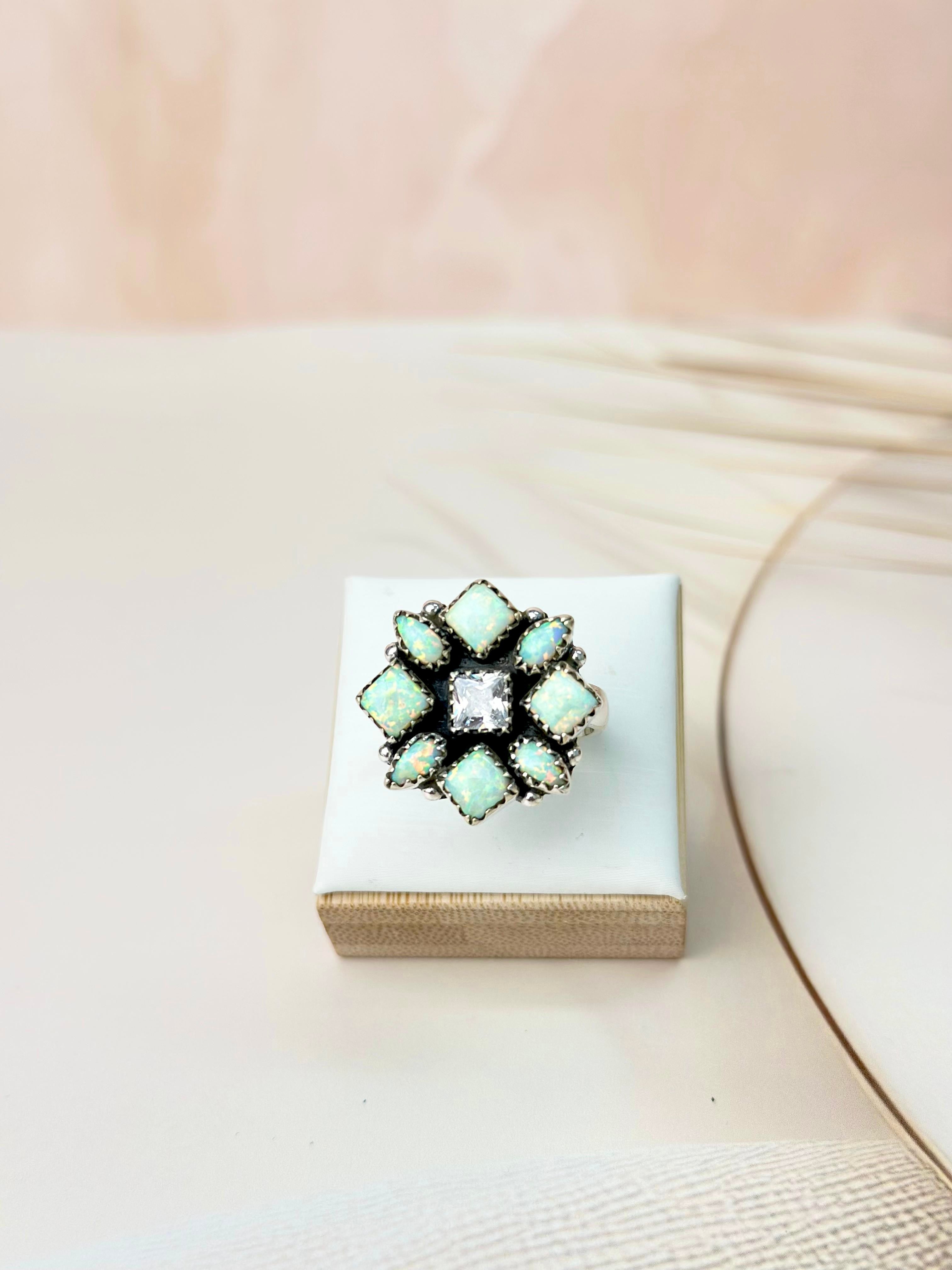 Multi Opal & Crystal Cluster Rings-Rings-Krush Kandy, Women's Online Fashion Boutique Located in Phoenix, Arizona (Scottsdale Area)