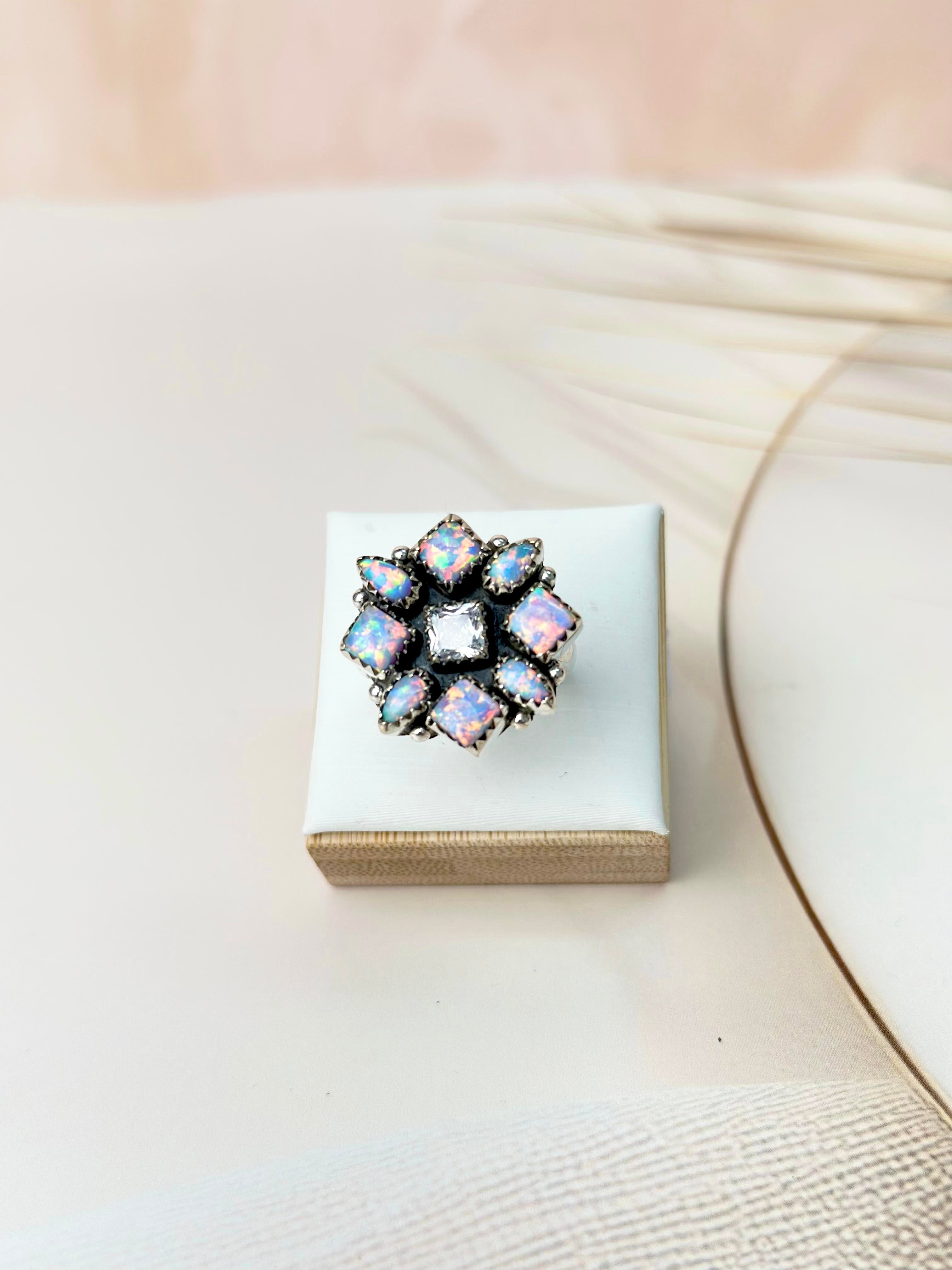 Multi Opal & Crystal Cluster Rings-Rings-Krush Kandy, Women's Online Fashion Boutique Located in Phoenix, Arizona (Scottsdale Area)